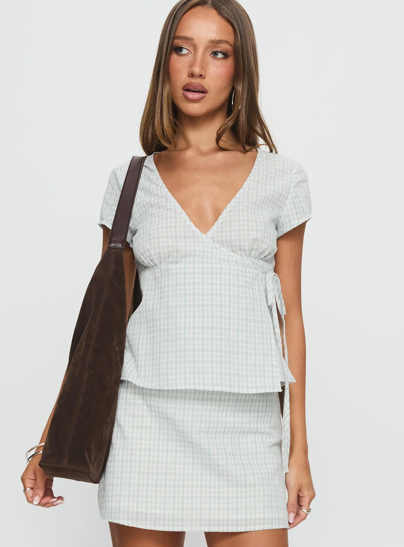 Prominent Wrap Top Green Check