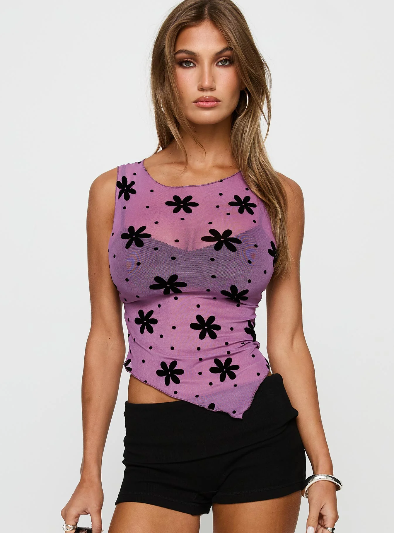 Avelaine Mesh Top Mauve
