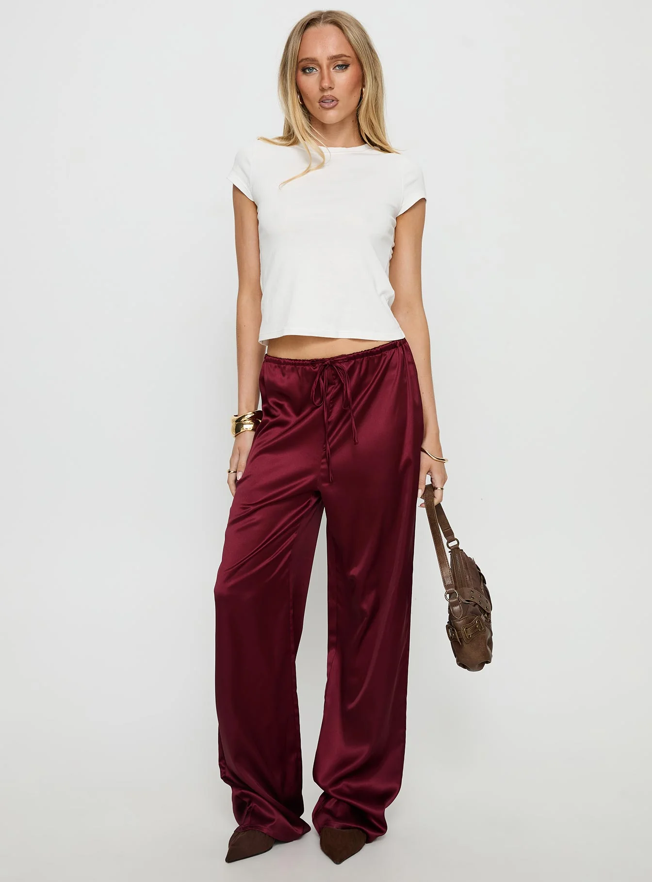 Soulstar Satin Pants Wine
