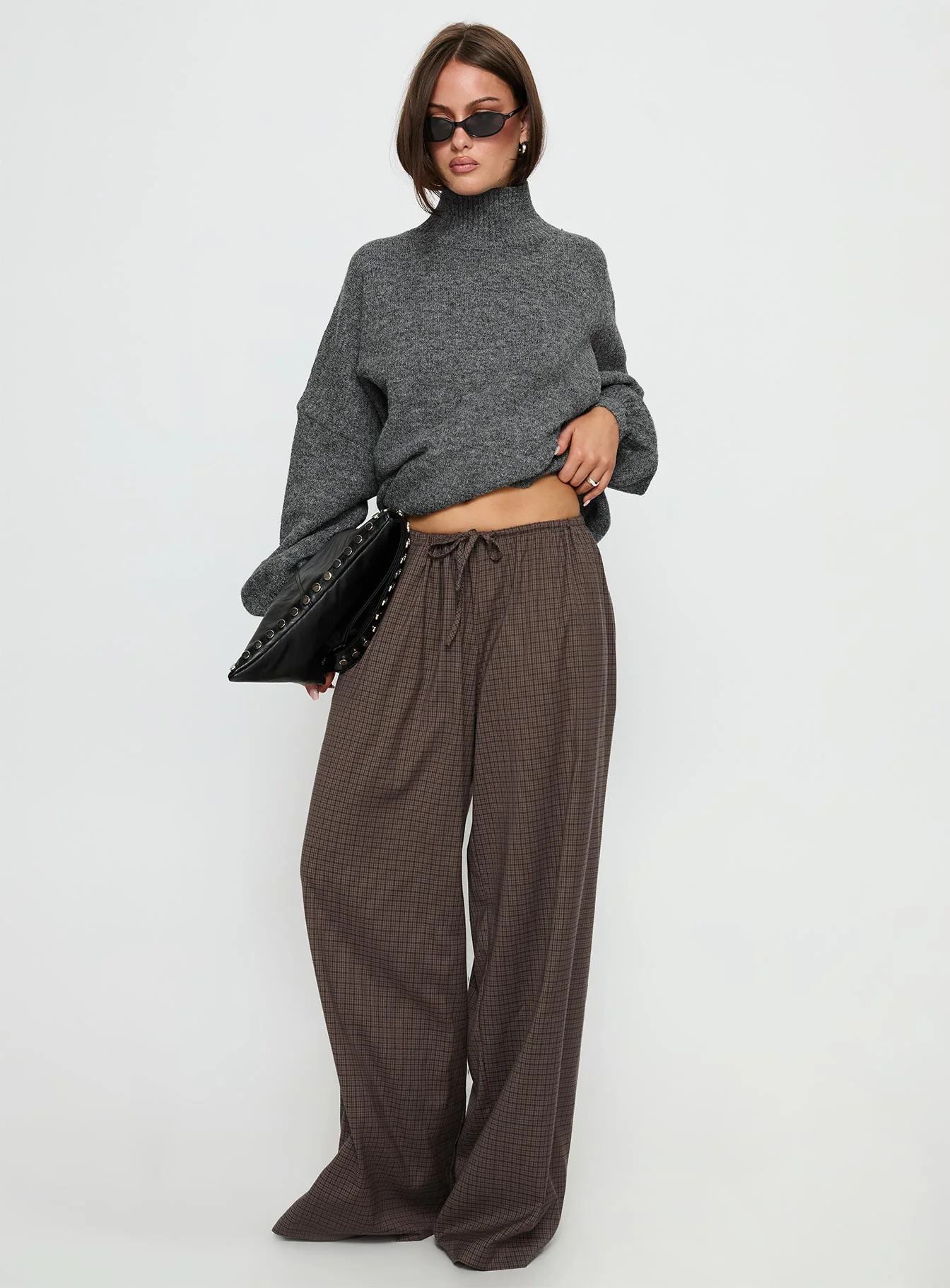 Bungala Oversized Relaxed Pant Brown Check