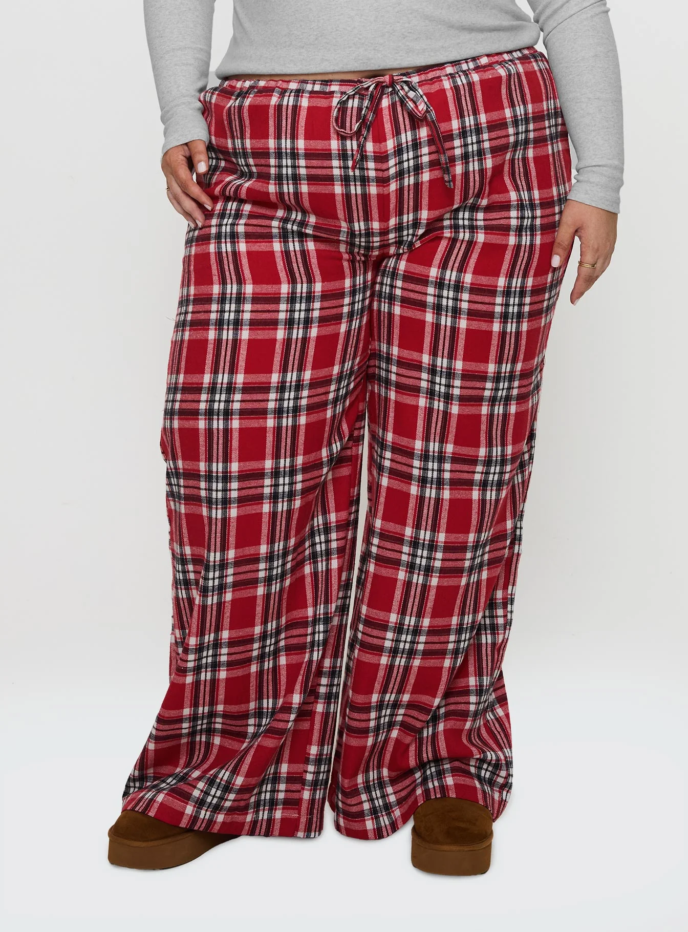 In The Morning Sleep Pant Red Check Curve