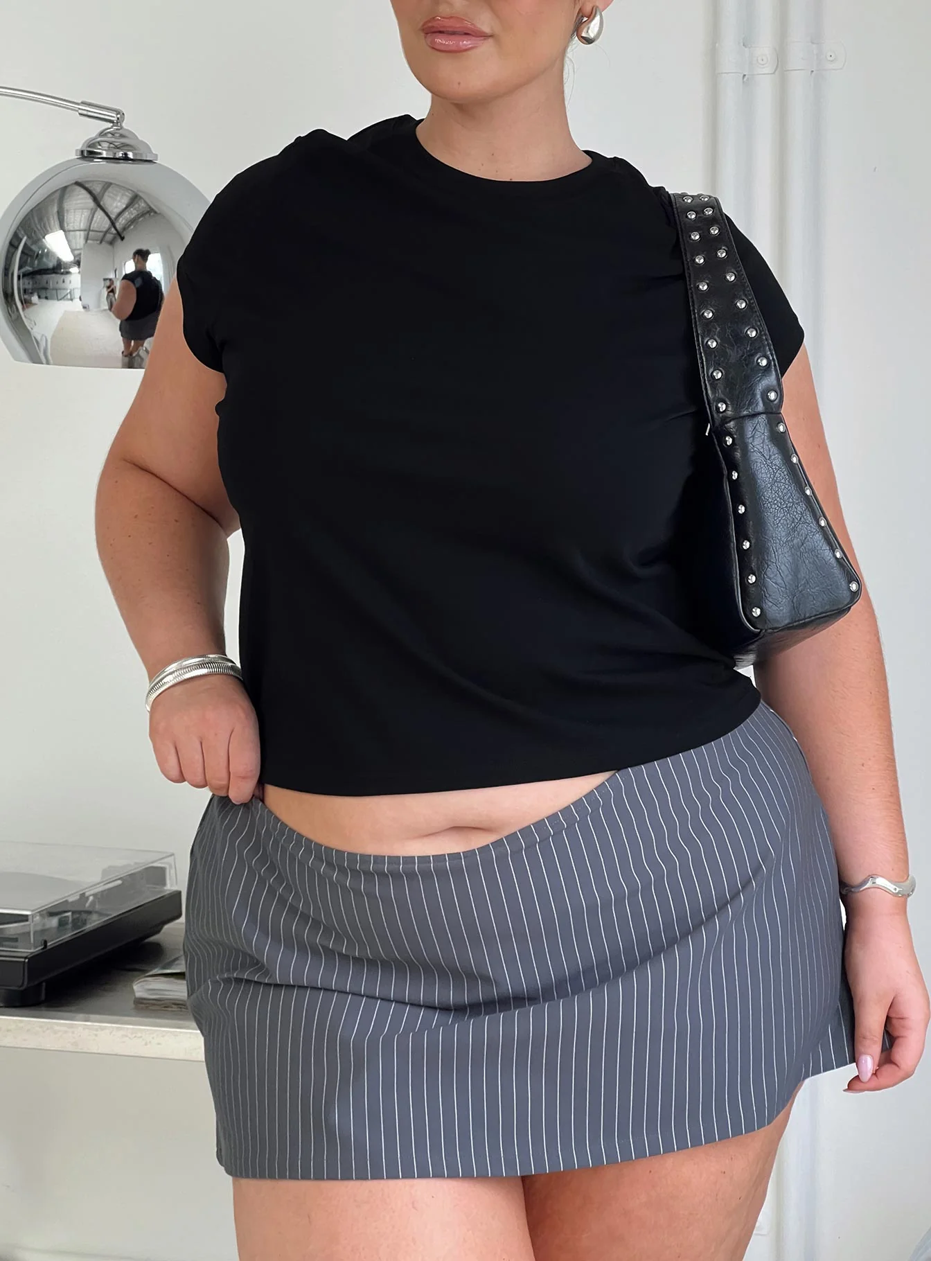 Can't Sleep Skort Charcoal Stripe Curve