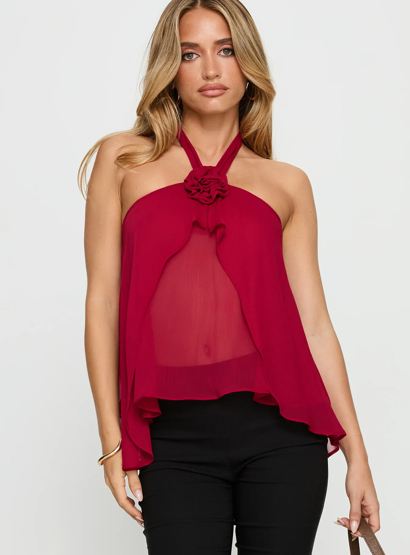 Zoanne Chiffon Layered Top Guava