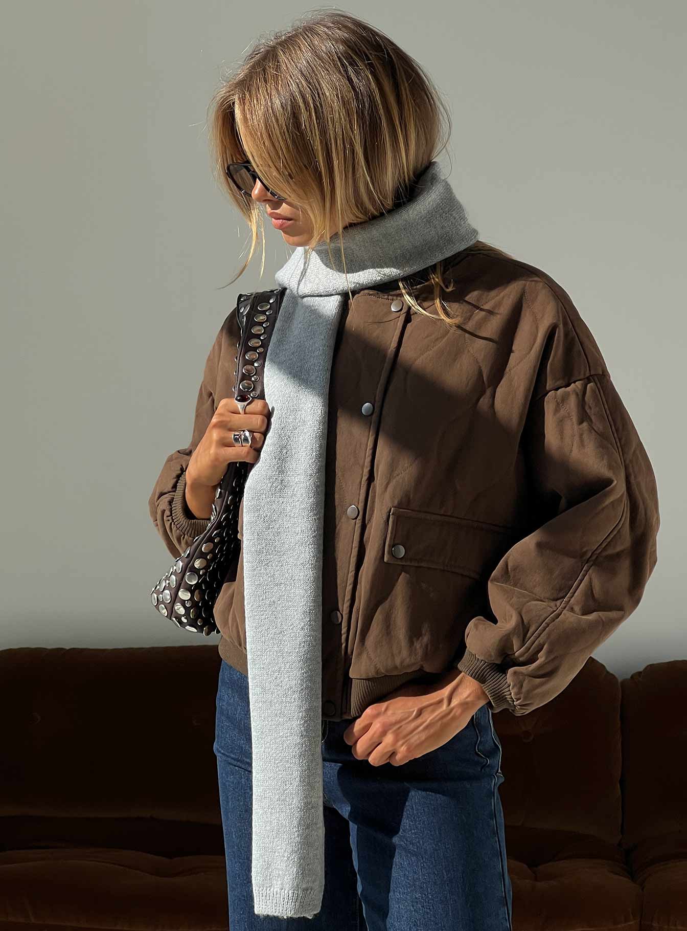 Delyla Knit Scarf Grey