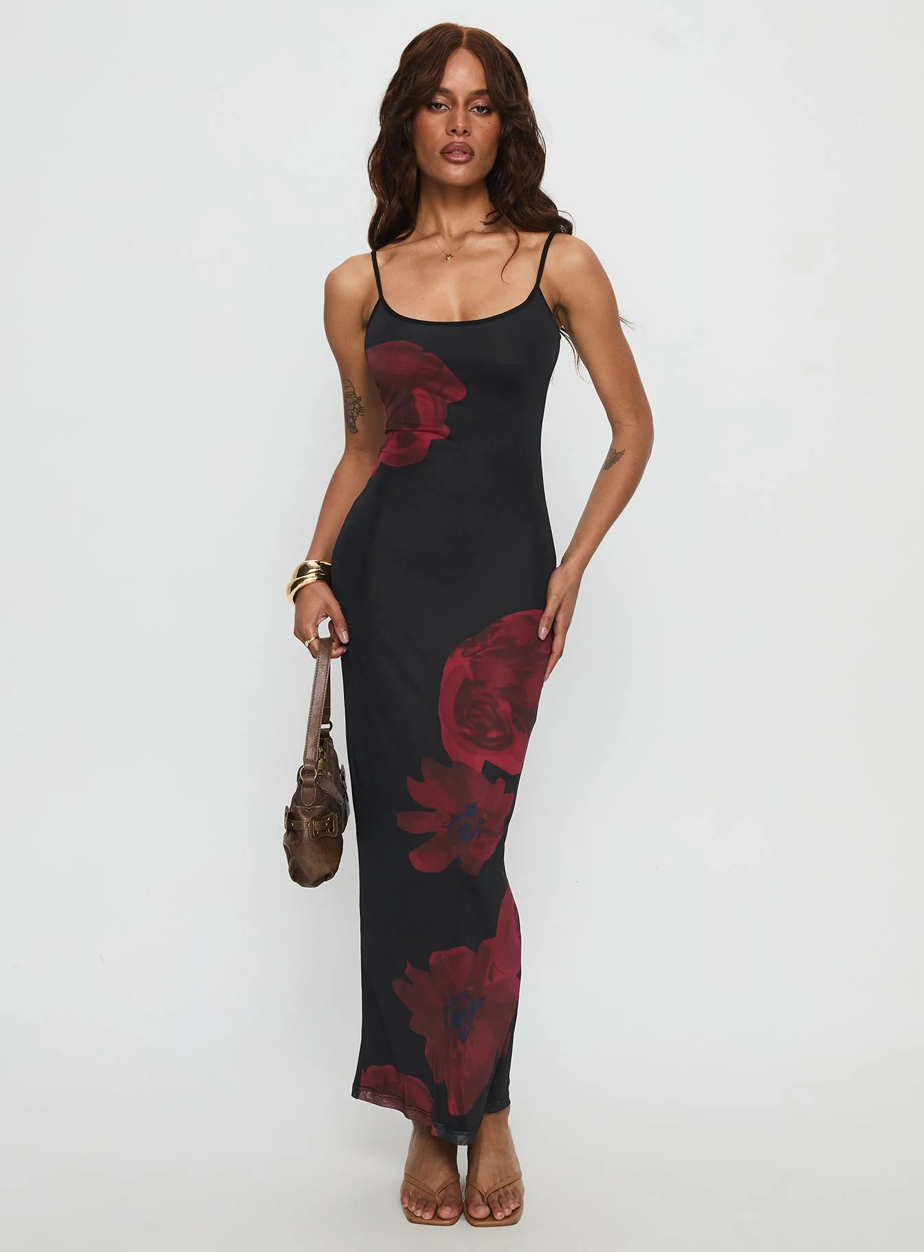Lucky to Love Maxi Dress Black / Red Floral