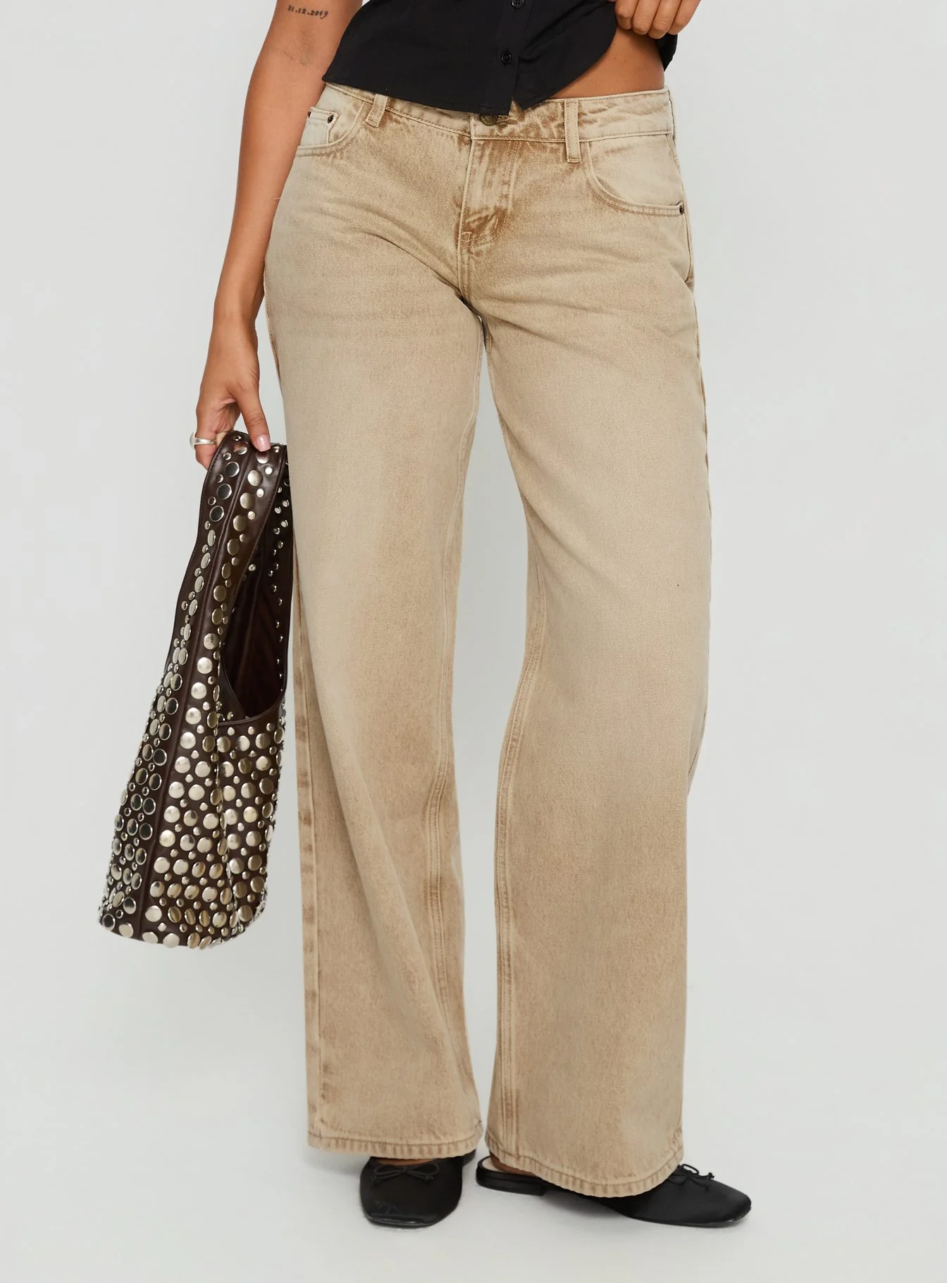 Ellanor Low Rise Straight Leg Jeans Tan