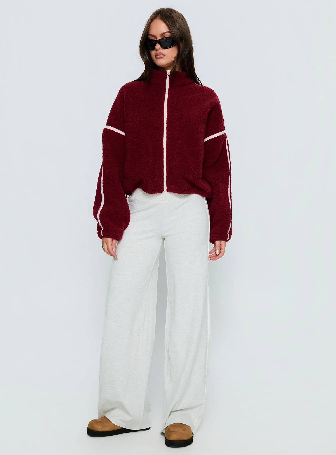 Sammee Polar Fleece Contrast Zip Through Jacket Red