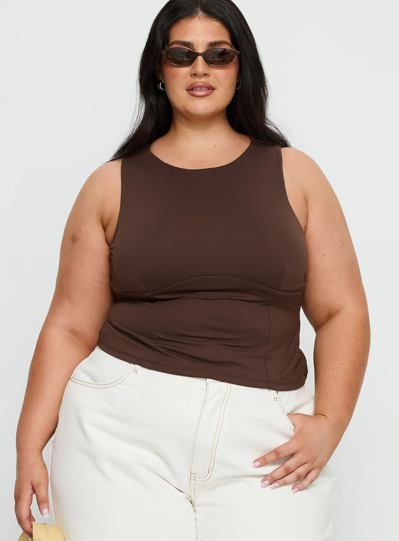 Georgetta Bust Detail Cami Top Brown Curve