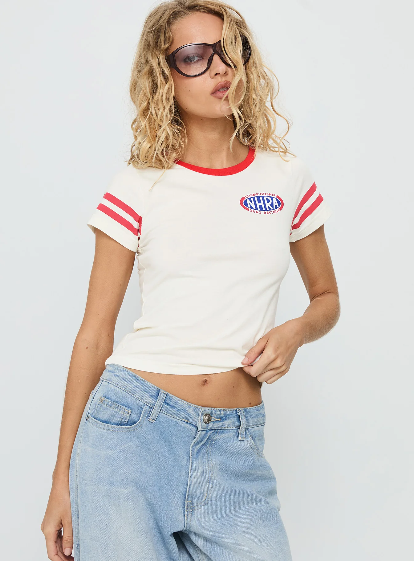 Nhra Championship Ringer Graphic Top White