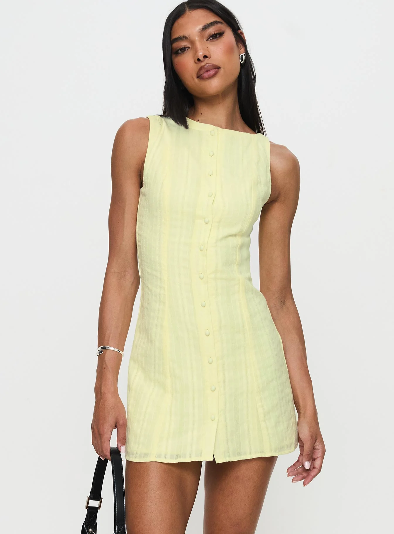 Mimsie Embroidered Mini Dress Lemon