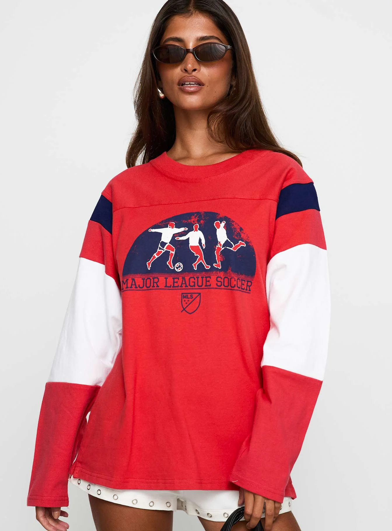 MLS 96 Retro Oversized Long Sleeve Top Red