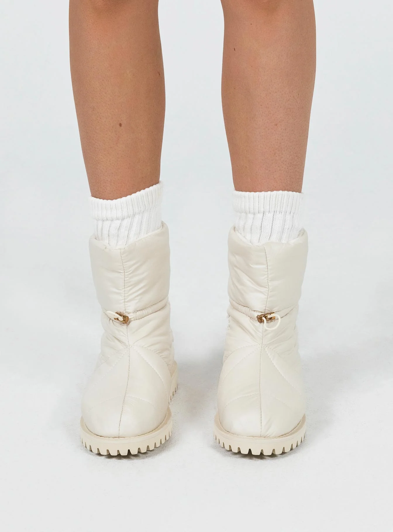 Higgins Quilted Ankle Boots Beige