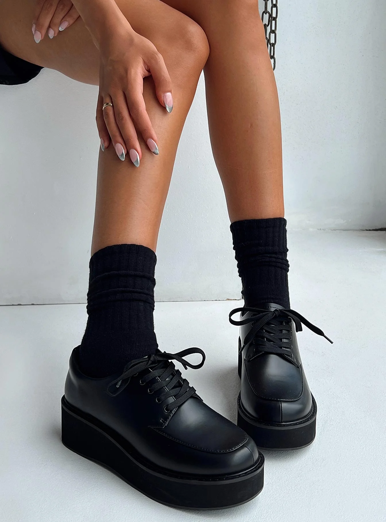 Emersen Platform Flats Black