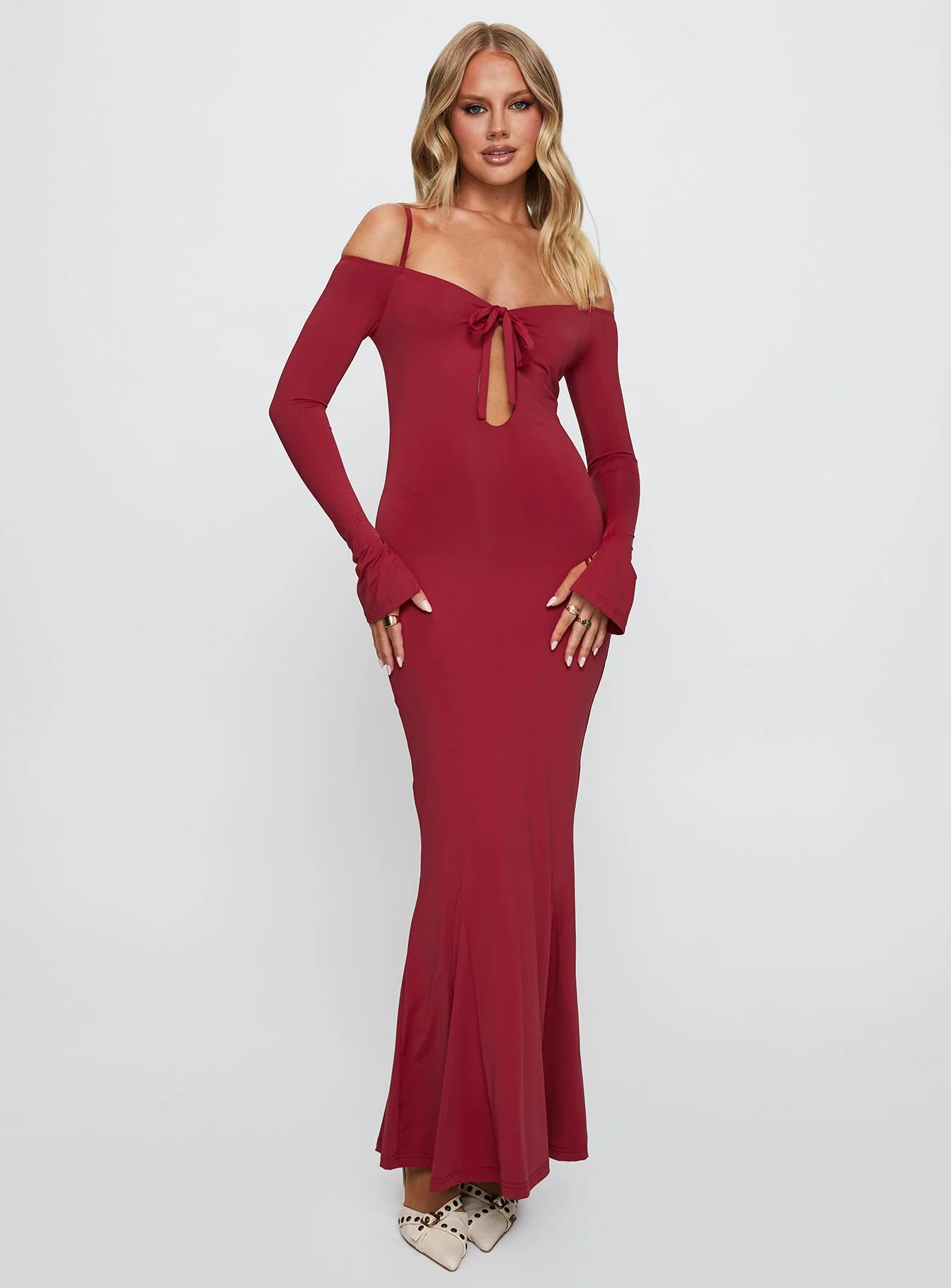 Lucillea Long Sleeve Maxi Dress Red