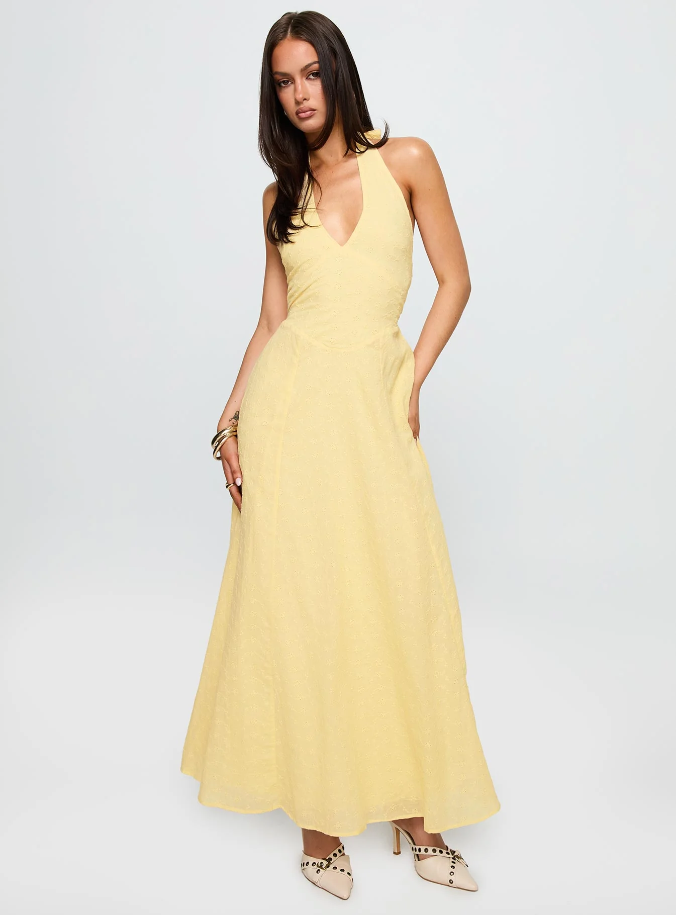 Summer State Halter Maxi Dress Yellow