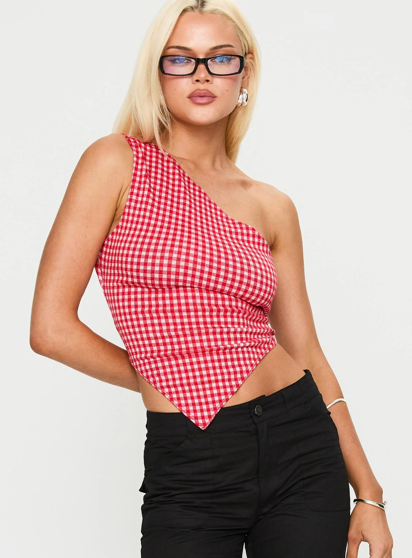 Sunday Sunrise Tie Back Top Red Check