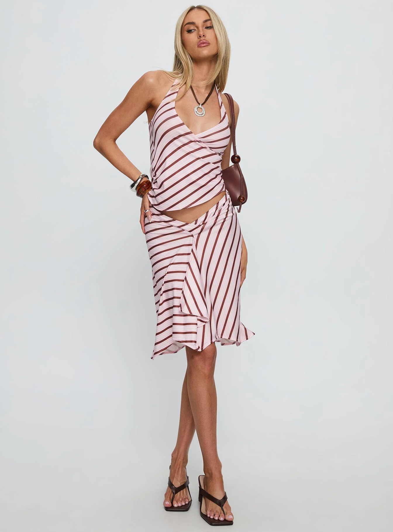 Esmeray Midi Skirt Pink Stripe