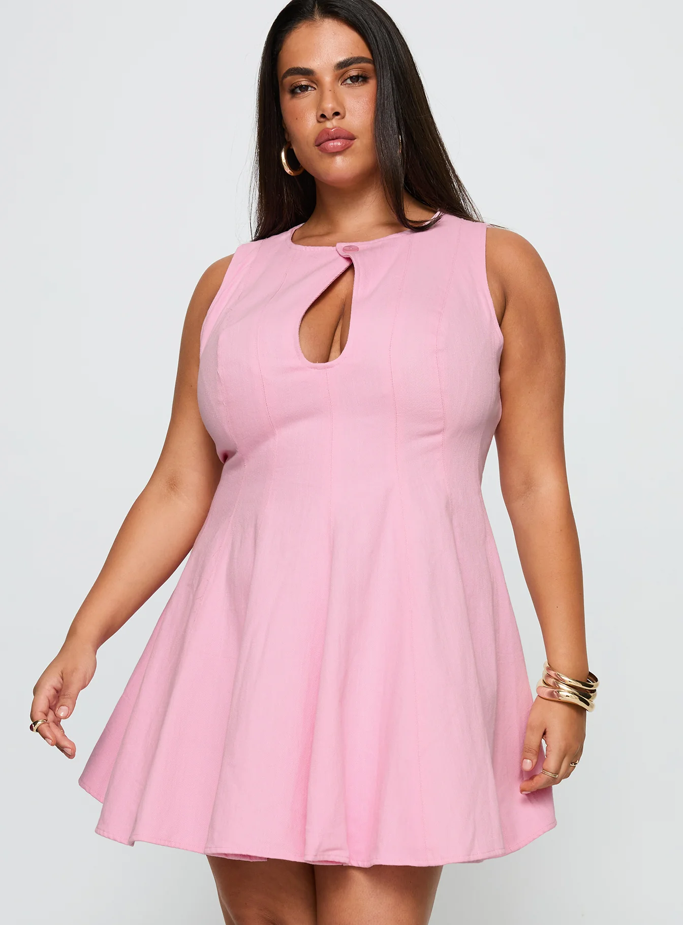 Precedence Keyhole Mini Dress Pink Curve