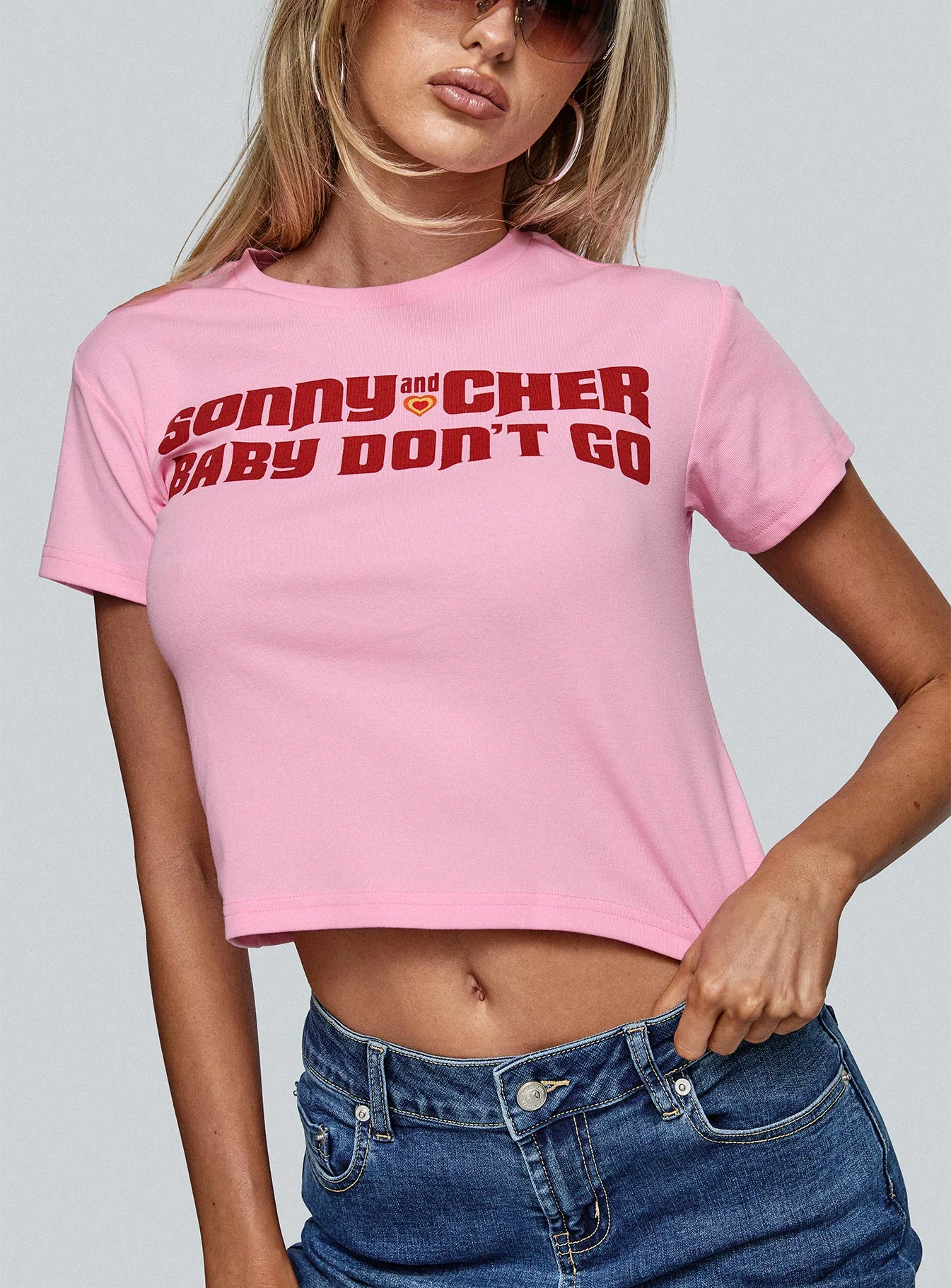 Sonny And Cher Vintage Graphic Top Pink