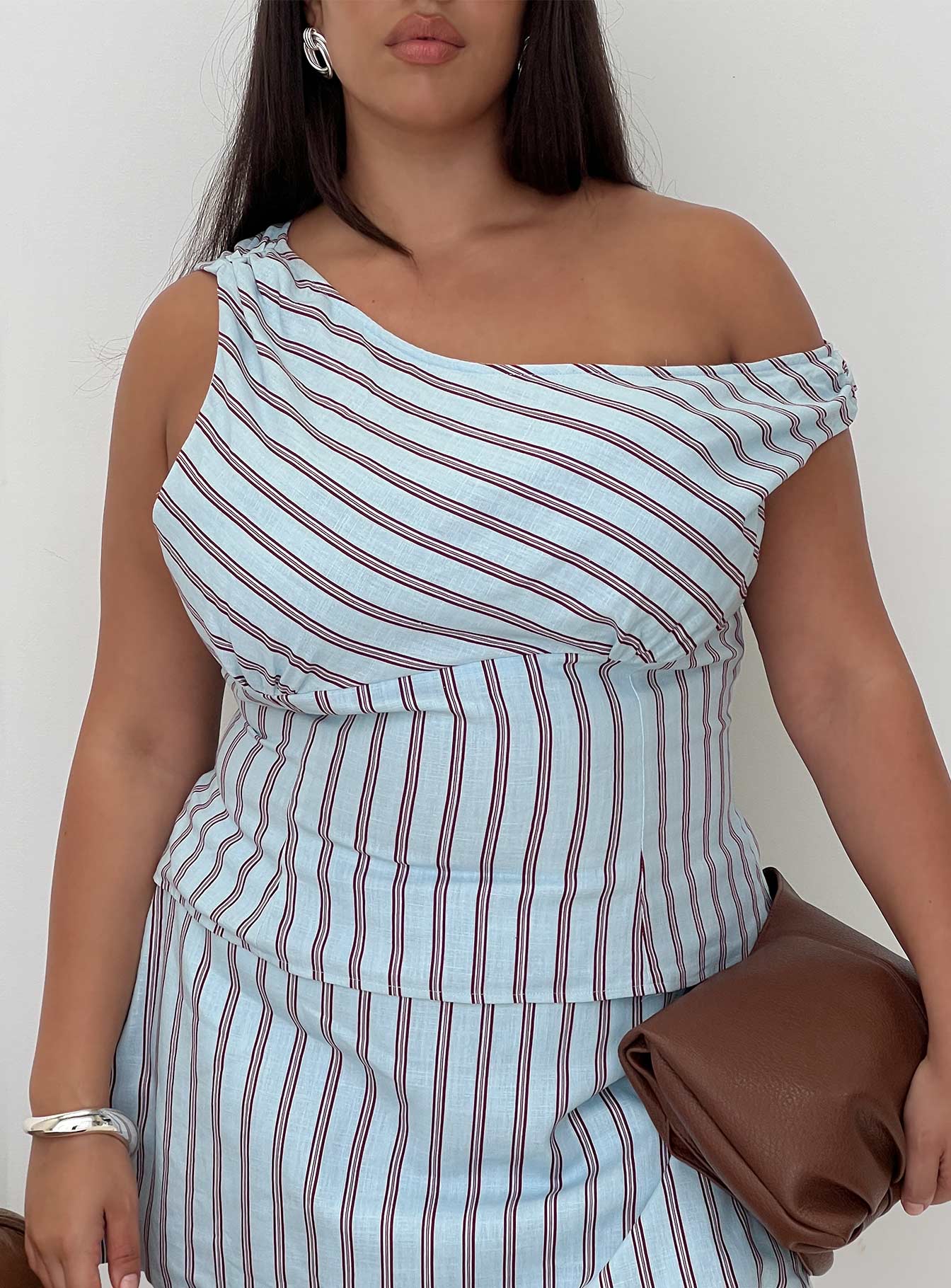 Del Rio Off The Shoulder Top Blue / Maroon Curve