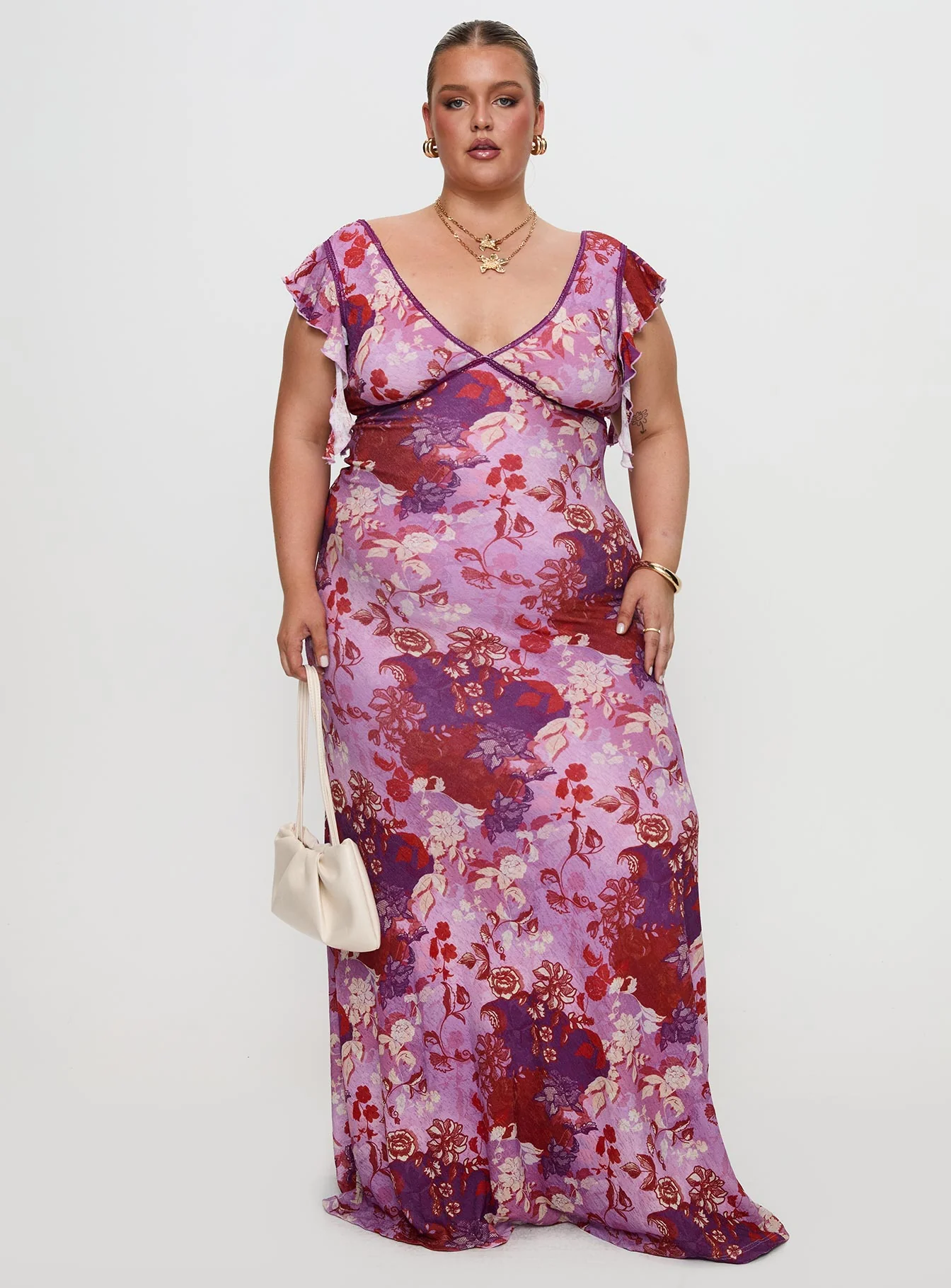 Soleila Maxi Dress Purple Multi Curve