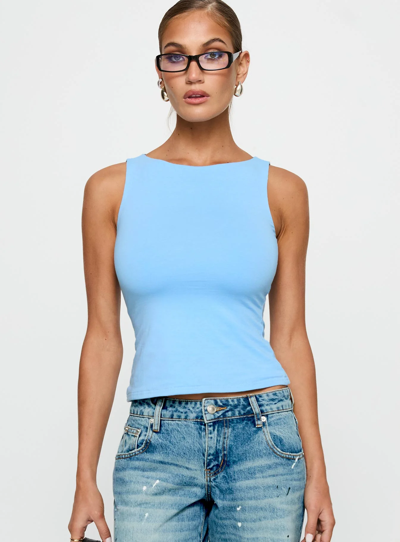 Lose Your Number High Neck Top Blue