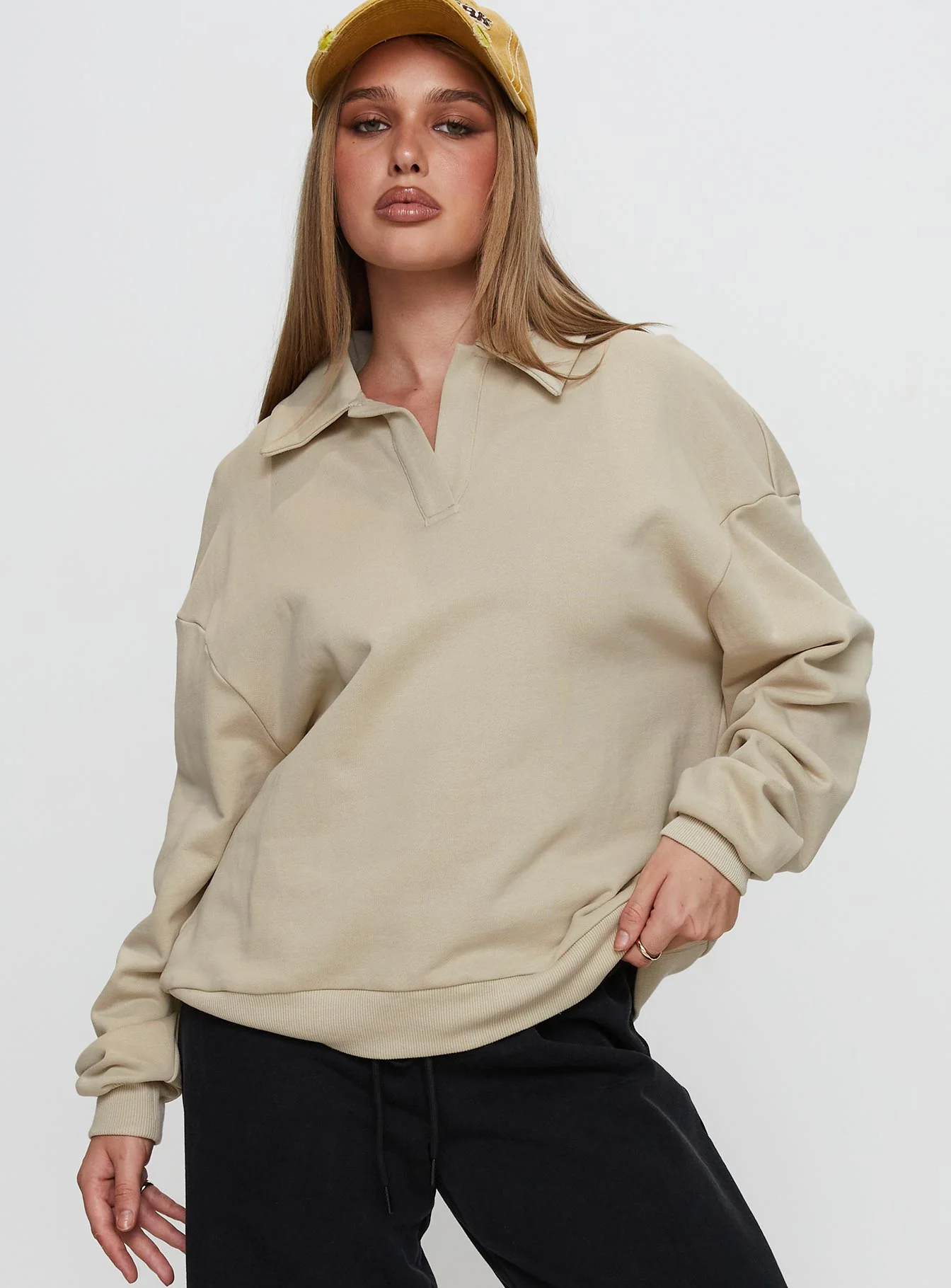 Back Around Collared Fleece Jumper Oat