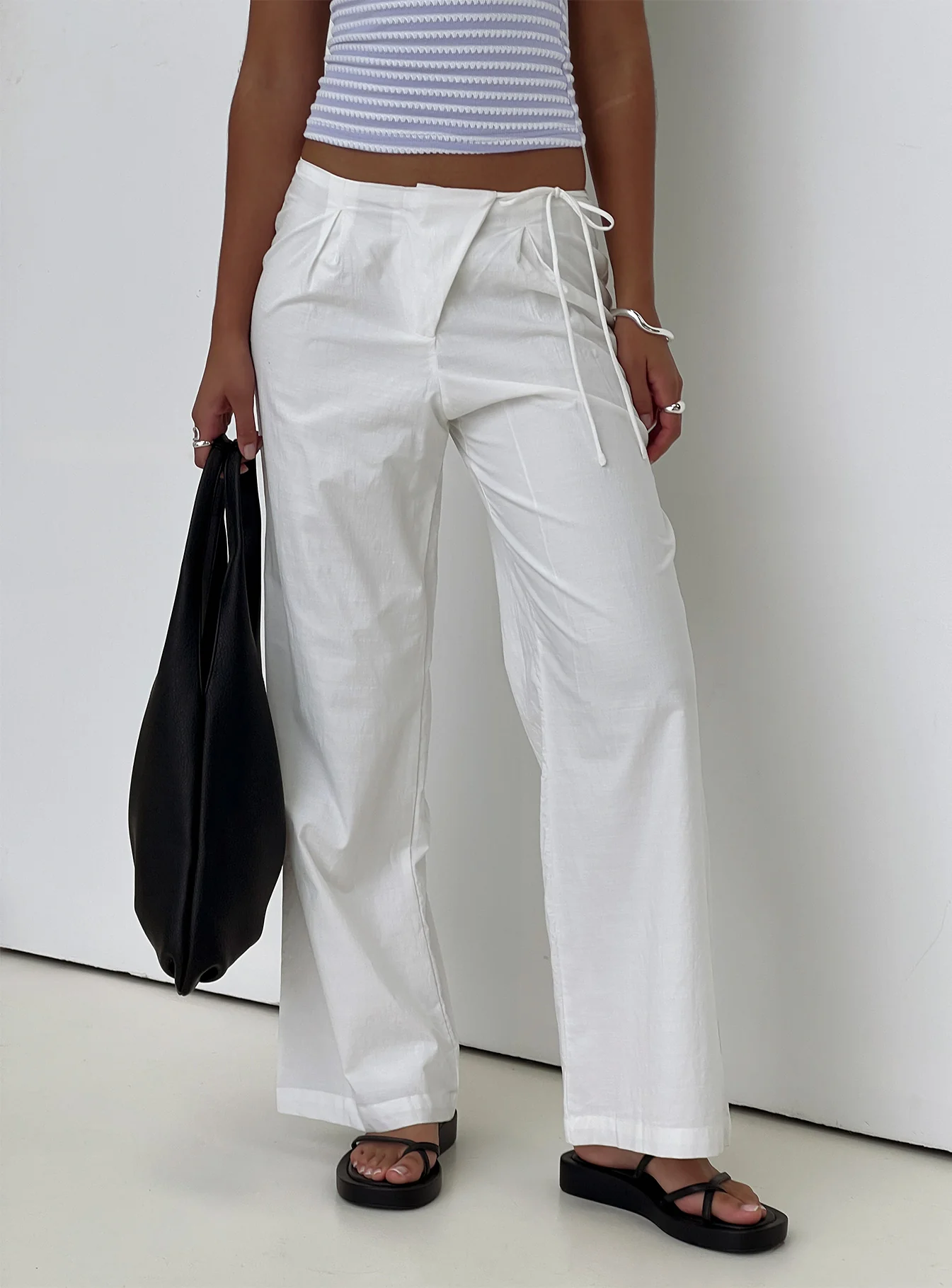 Leyah Tie Side Pants White