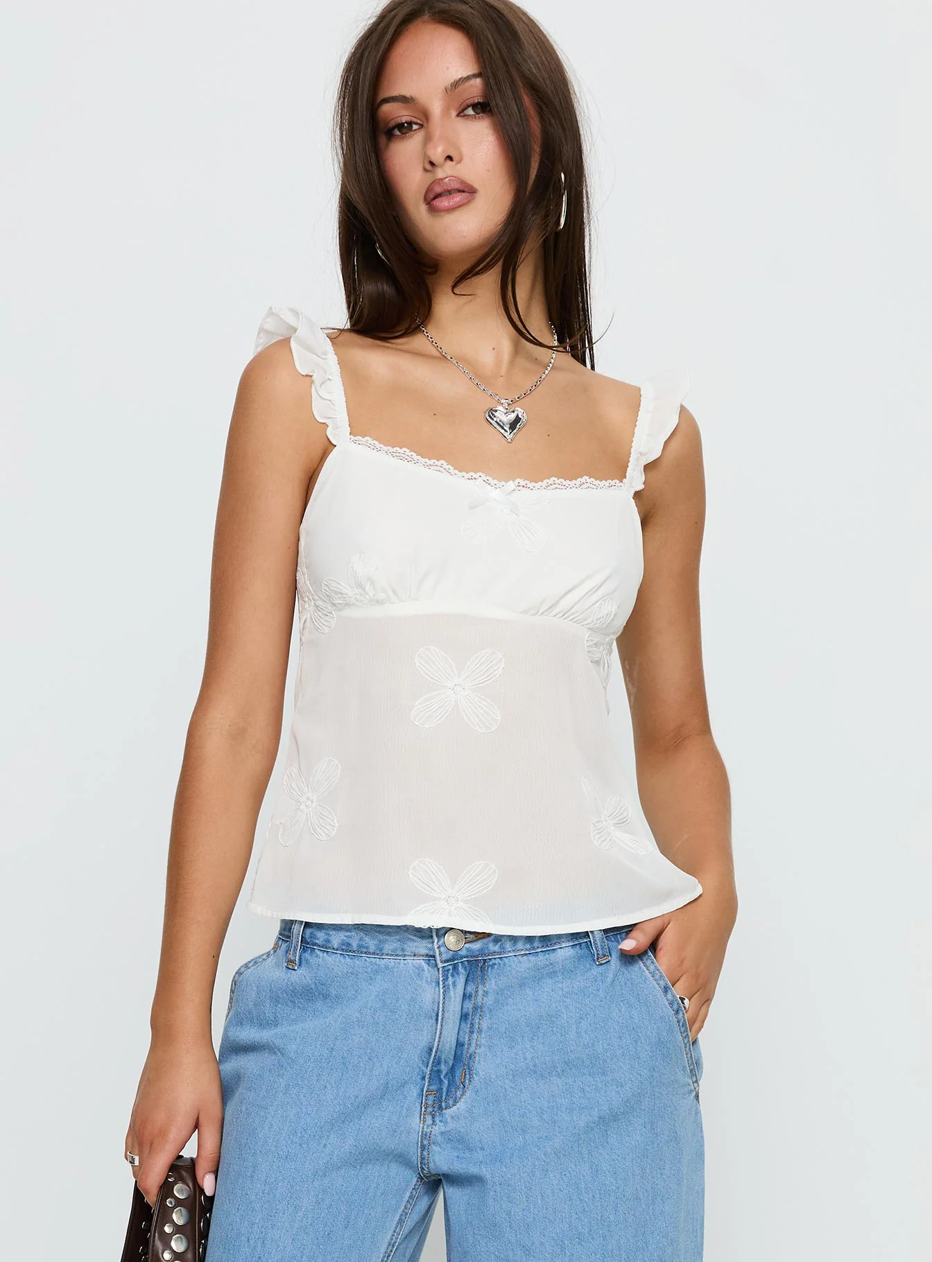 Madaleine Embroidered Top White