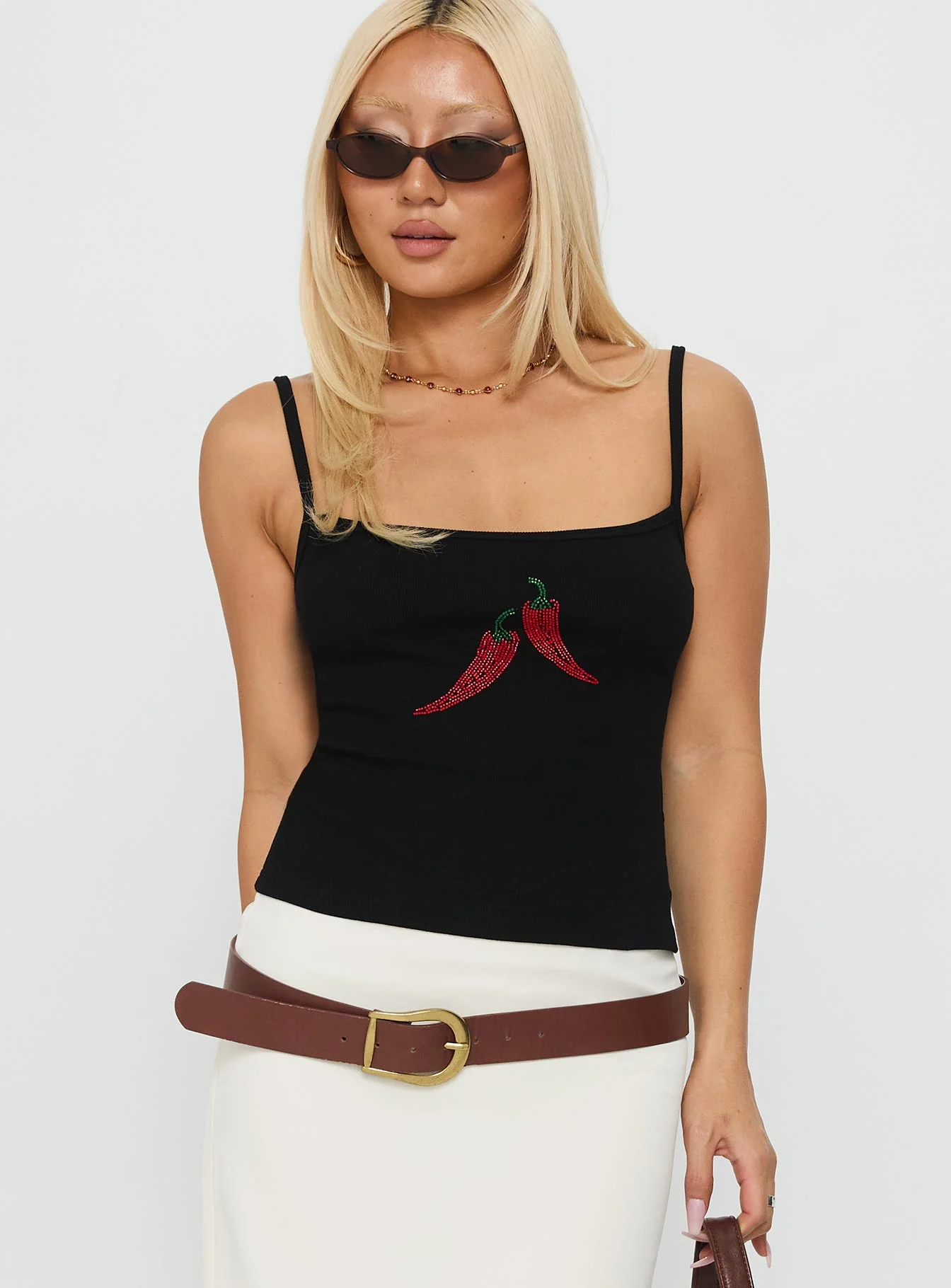 Sweetscape Bead Detail Cami Top Chilli / Black