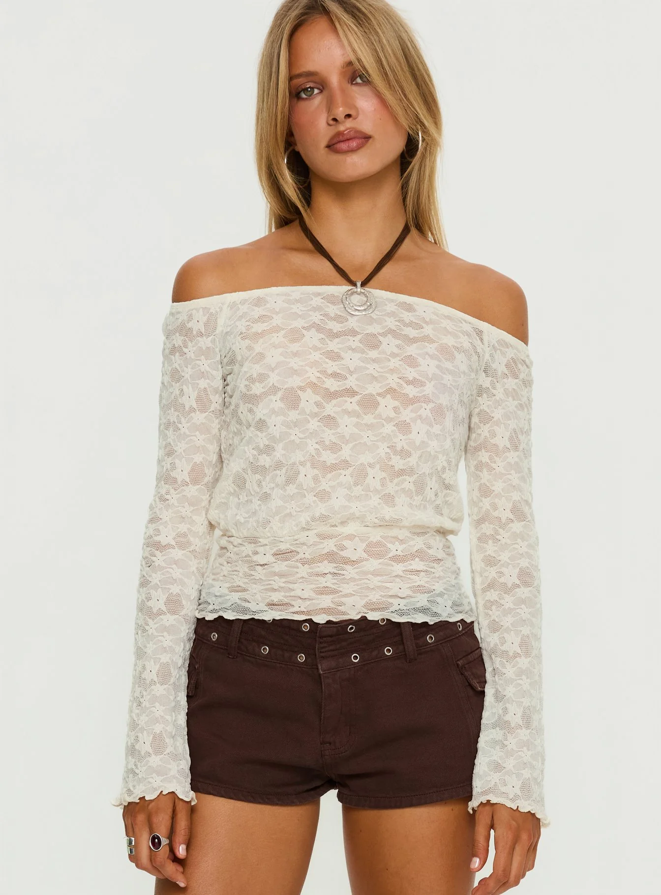 Korrine Off Shoulder Lace Top Cream