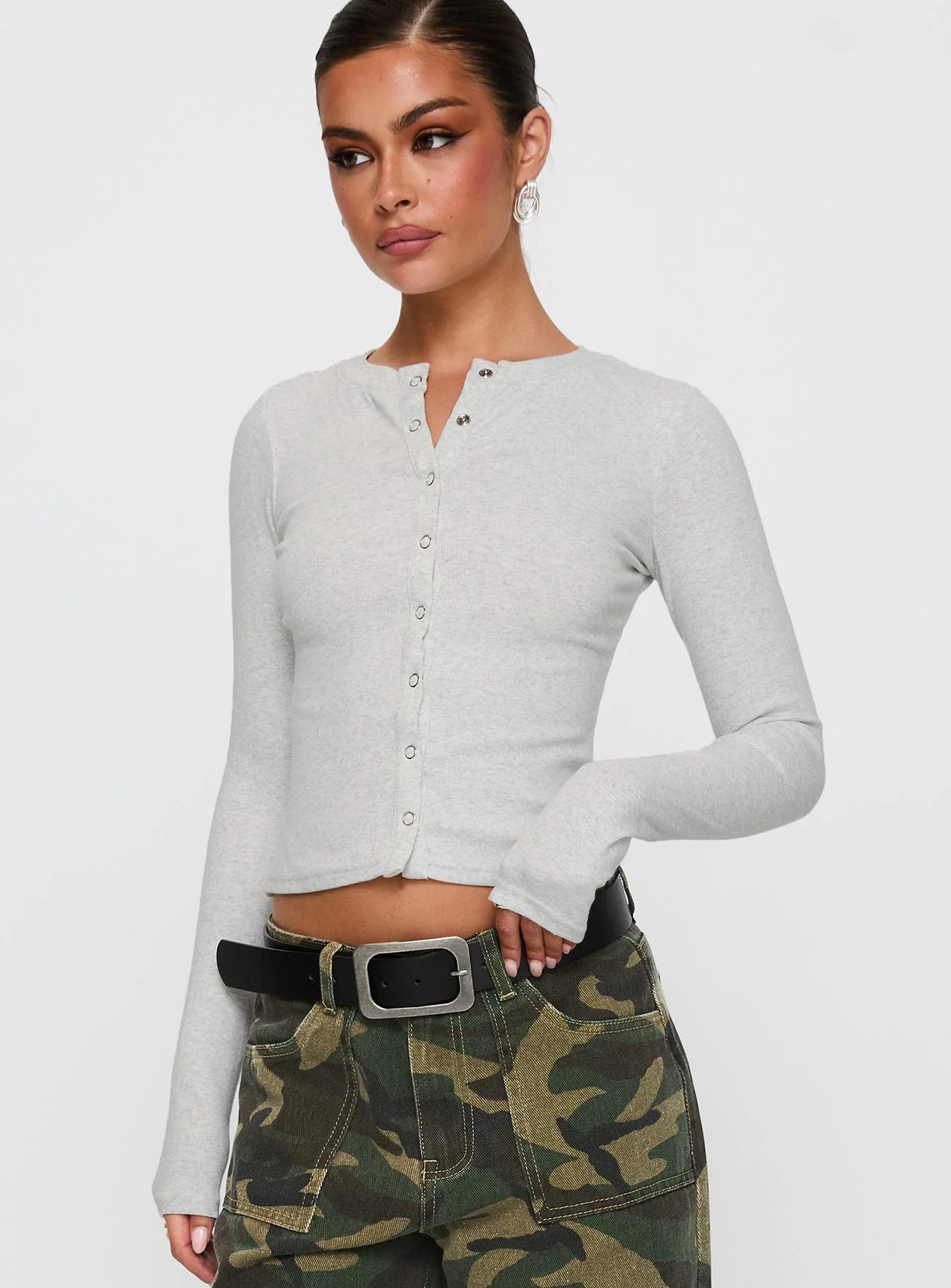 Sandra Dee Knit Top Grey Marle