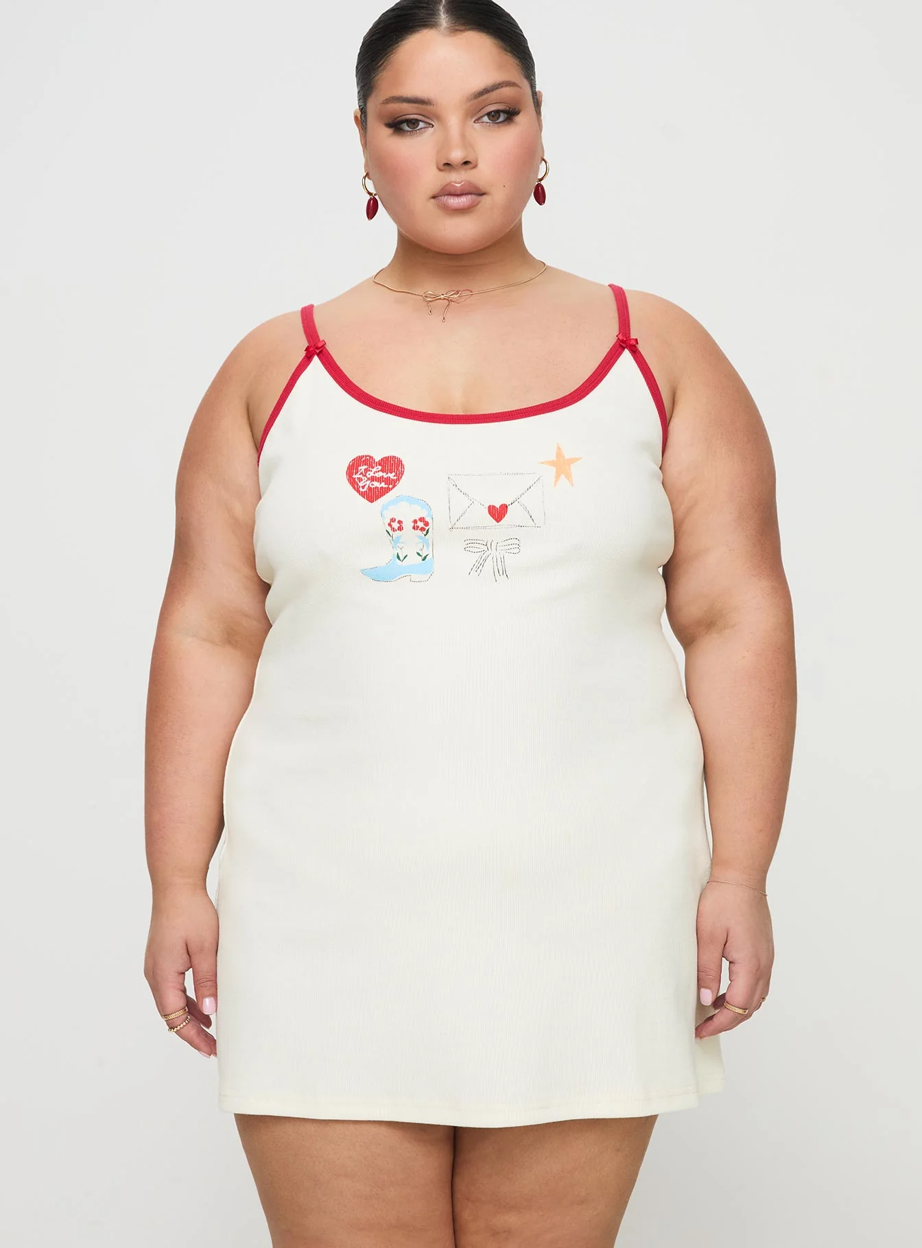 Letters Of Love Rib Sleep Mini Dress Multi Curve