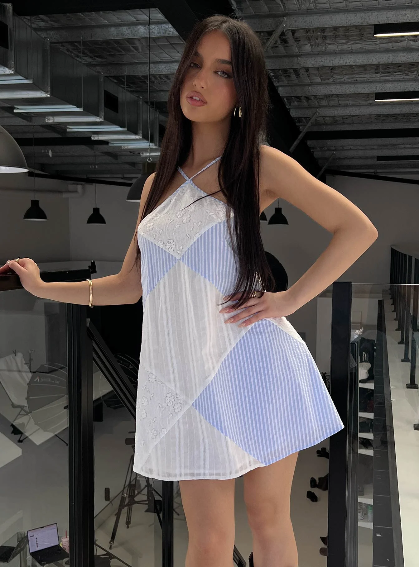 Rivena Arrowhead Mini Dress Blue / White