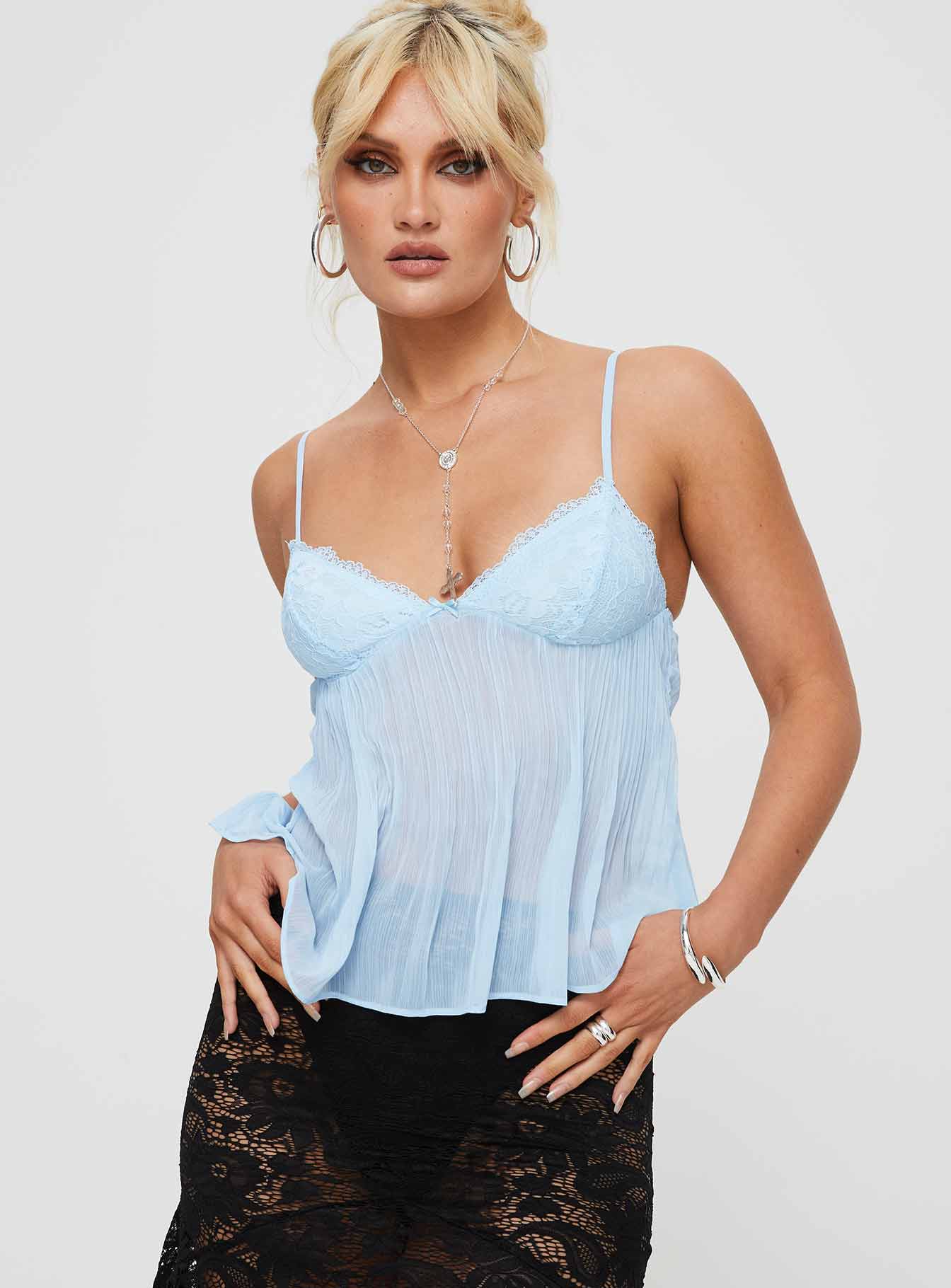 Zami Pleat Top Blue