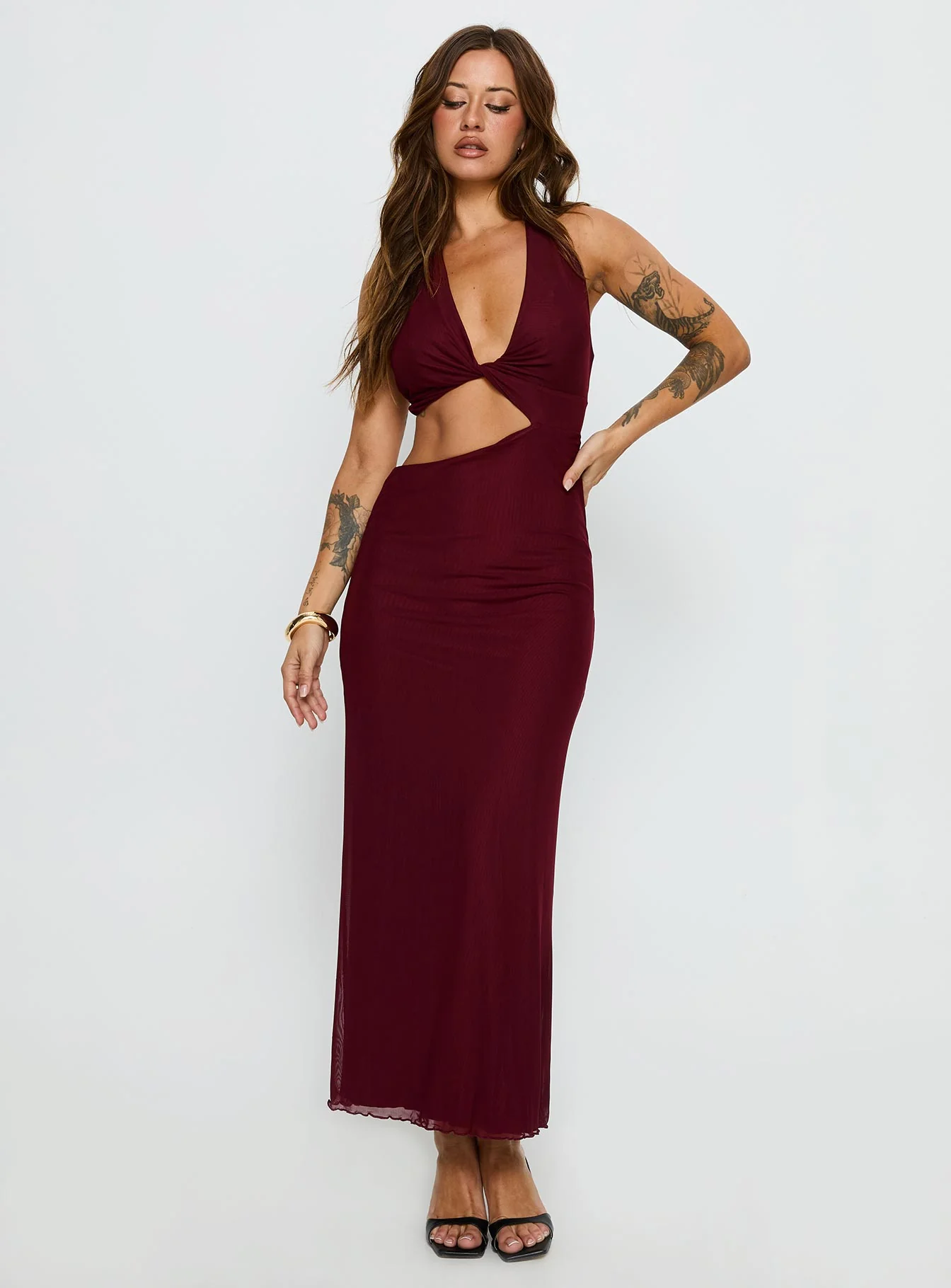 Novalee Keyhole Maxi Dress Burgundy