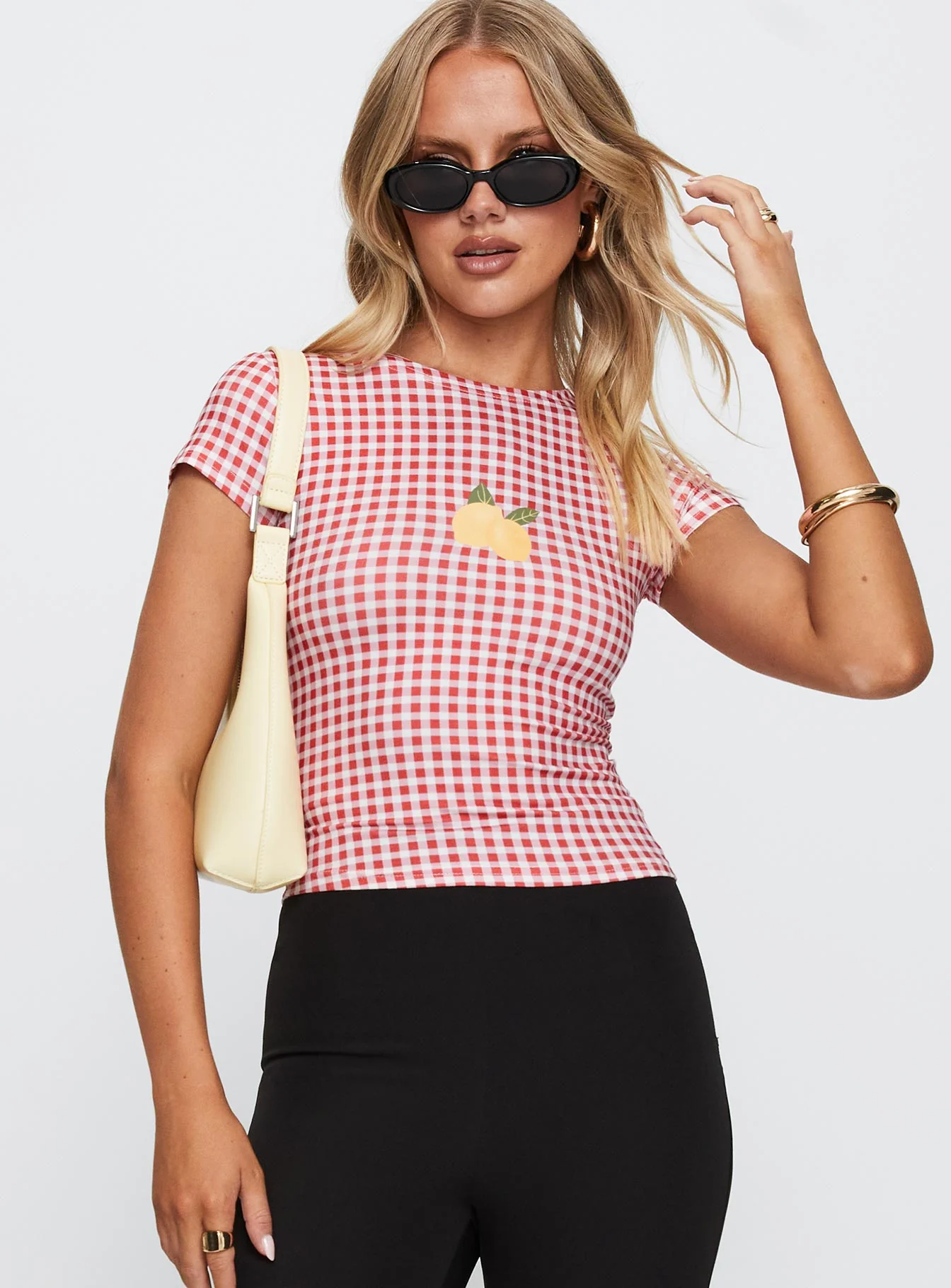 Marcello Graphic Top Red Check