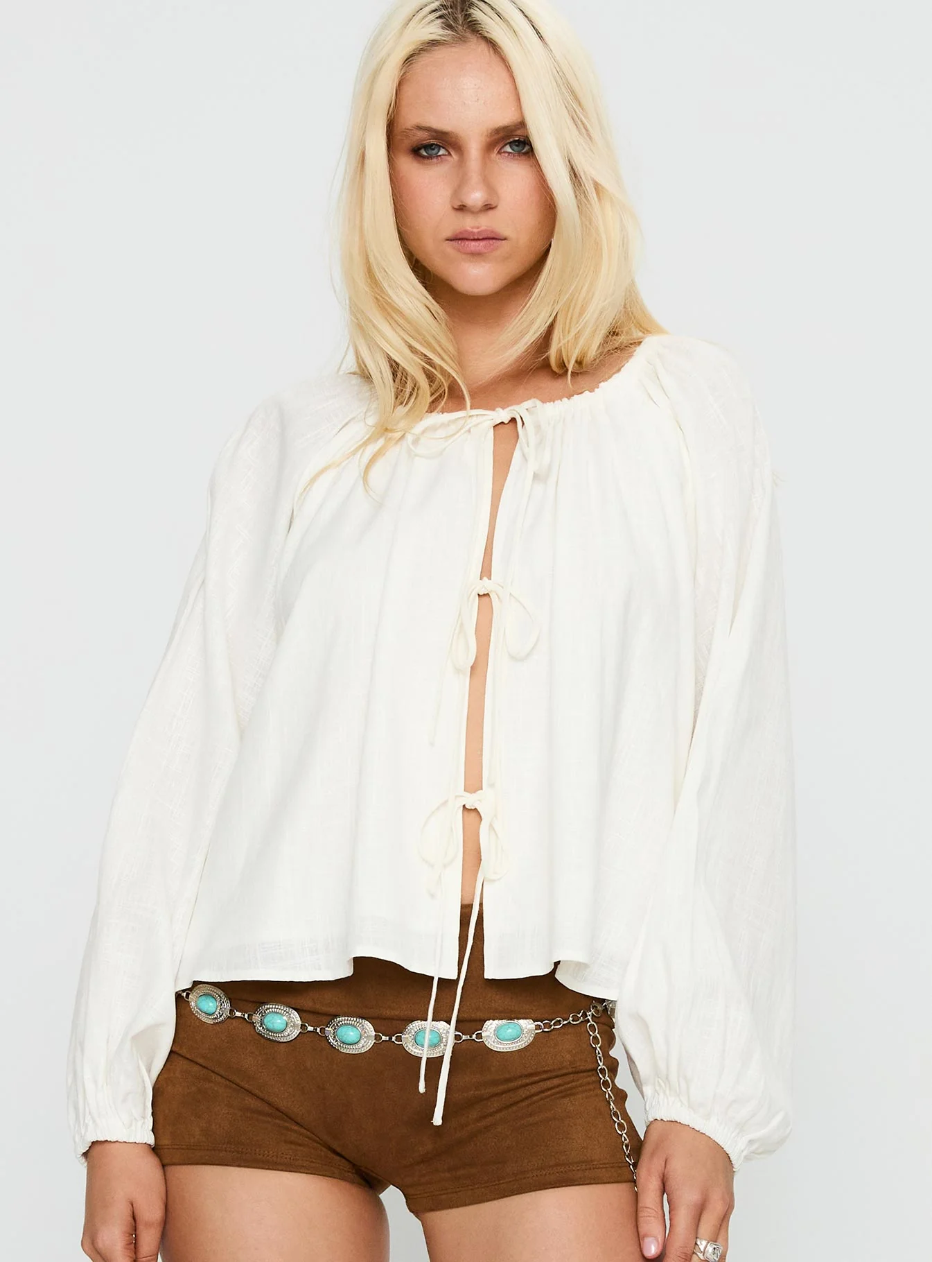 Somebody Else Tie Up Top White