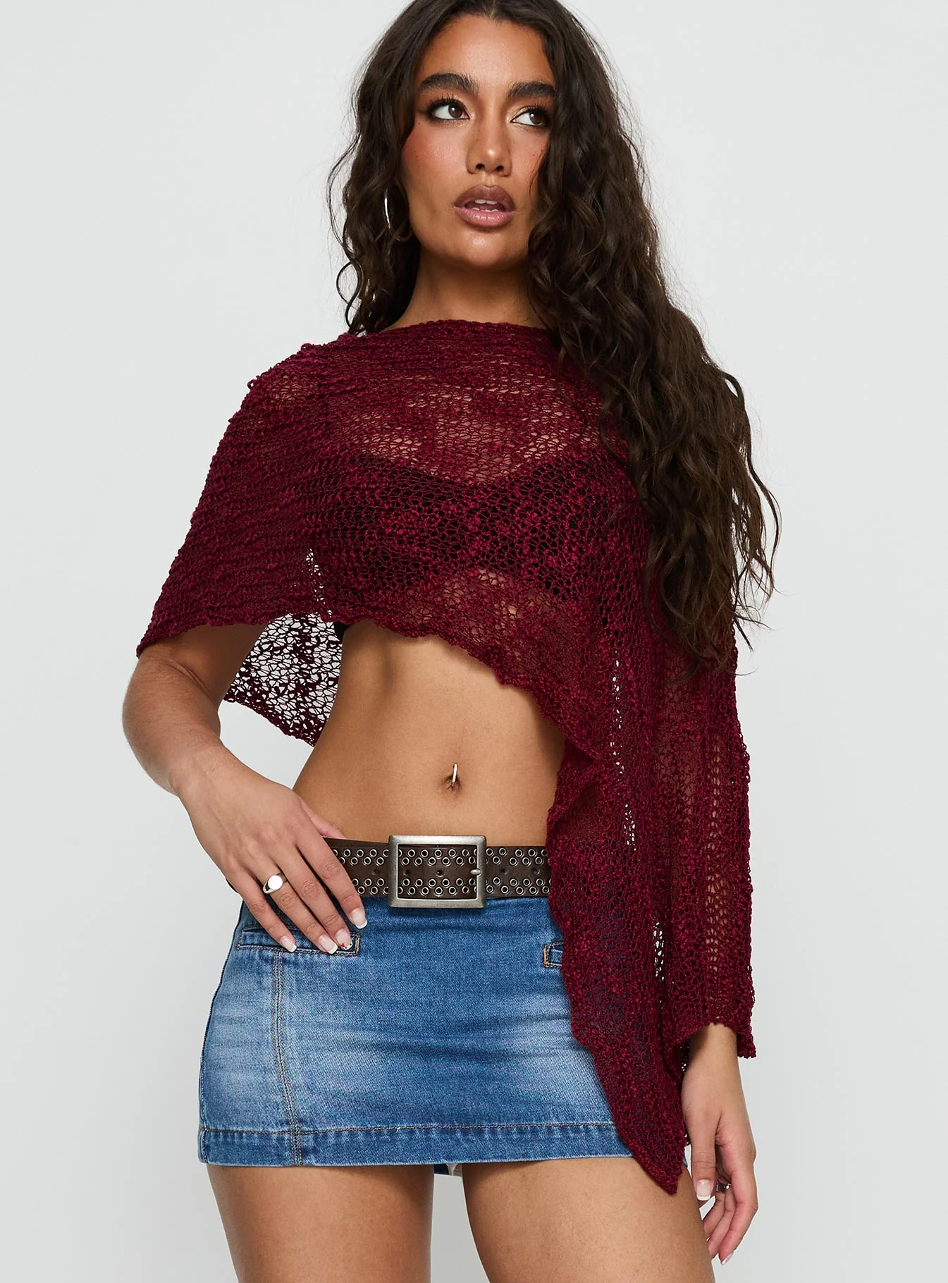 Boni Knit Poncho Wine