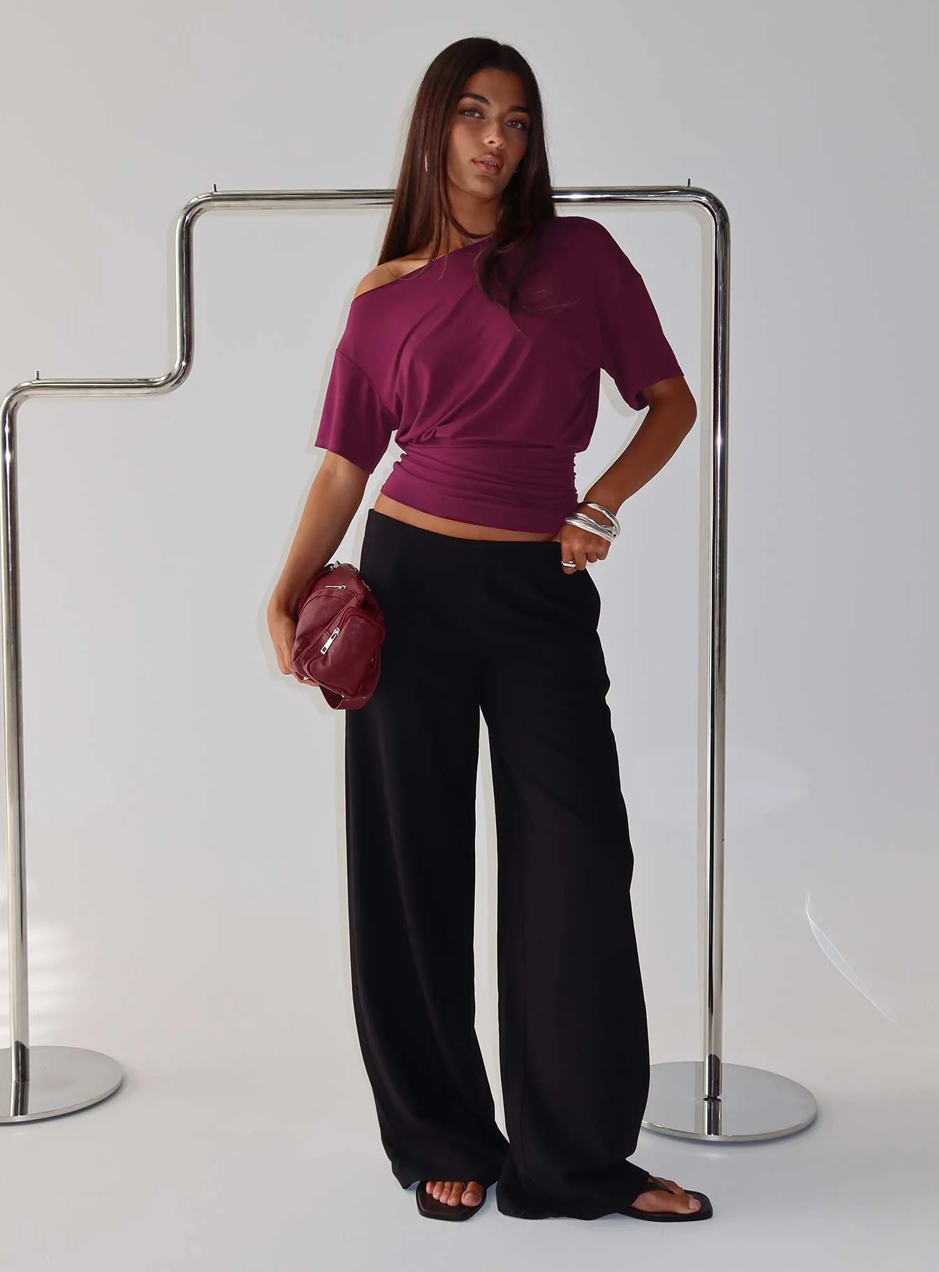 Khane Low Rise Wide Leg Pant Black