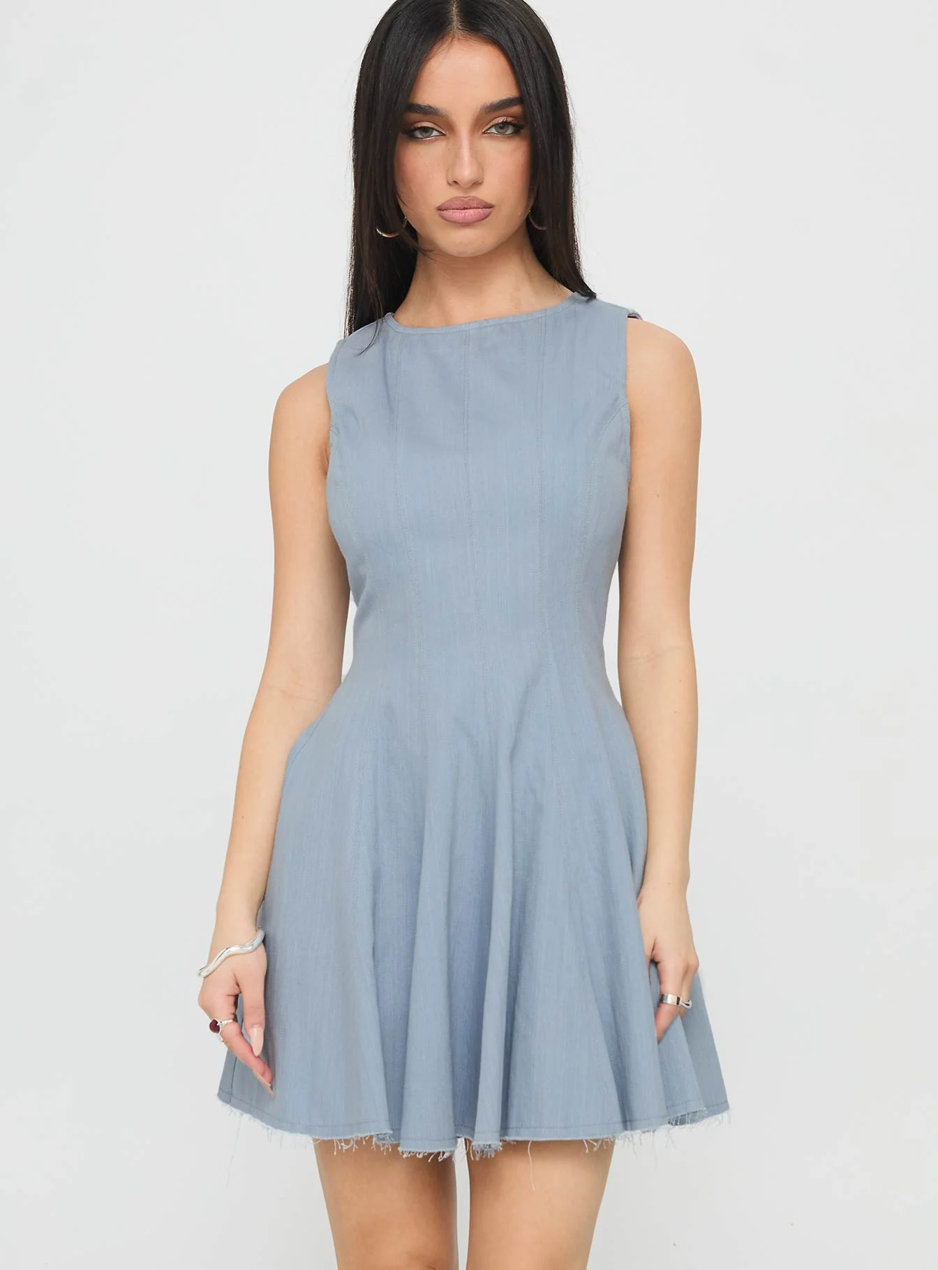 Composure Pleat Mini Dress Blue