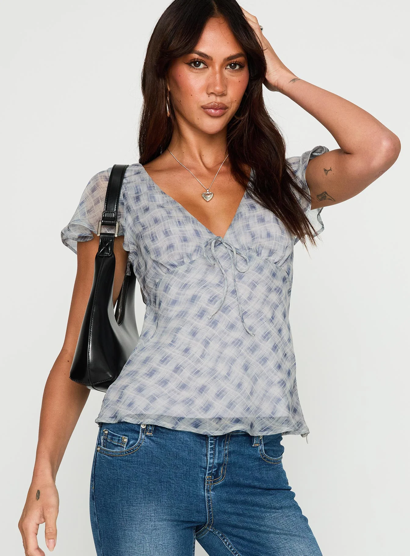 My Last Love Top Blue Check