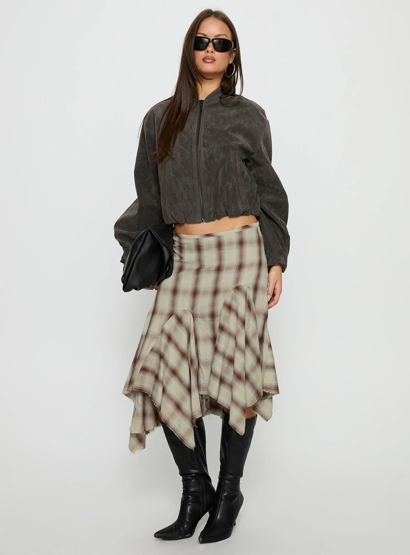 Toshie Asymmetrical Midi Skirt Multi Check
