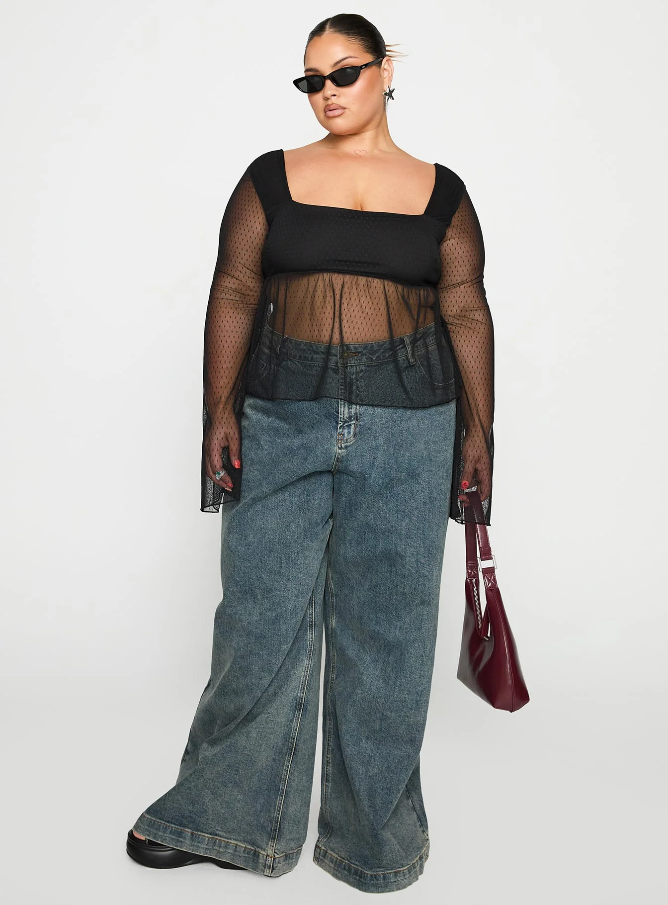 Fiorello Long Sleeve Top Black Curve