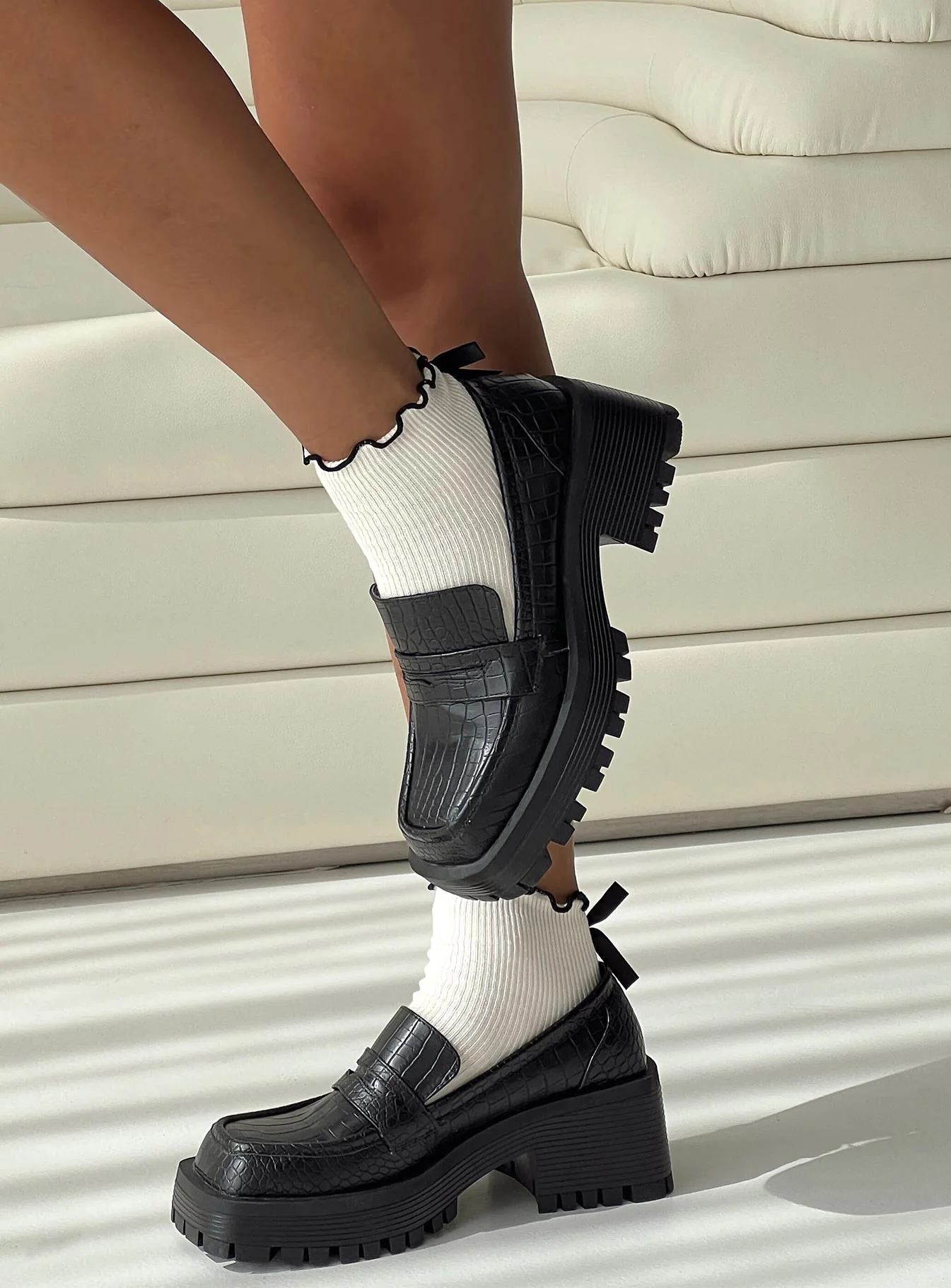 Reina Loafers Black Croc