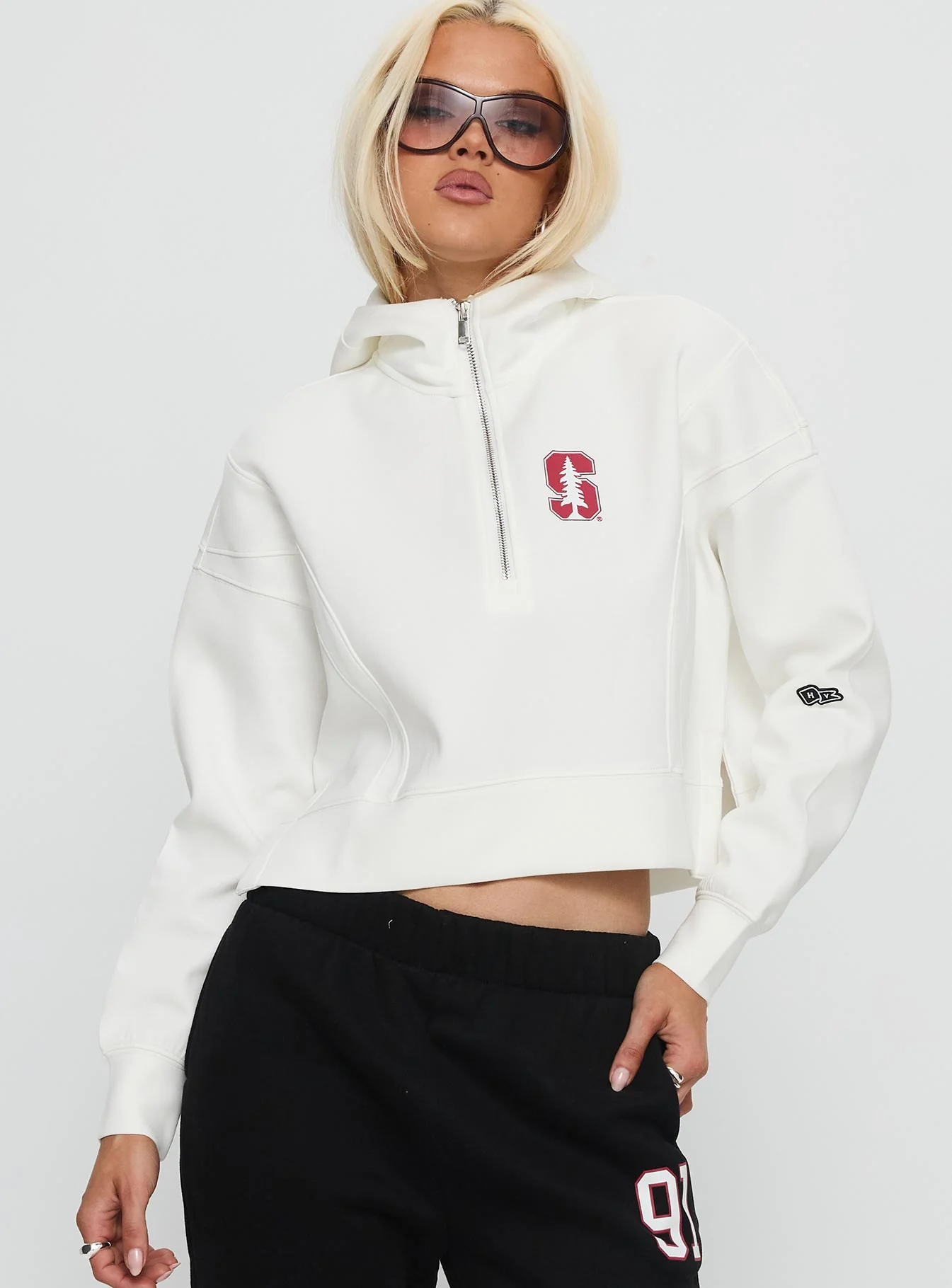 Stanford Buttersport Half-zip Hoodie White