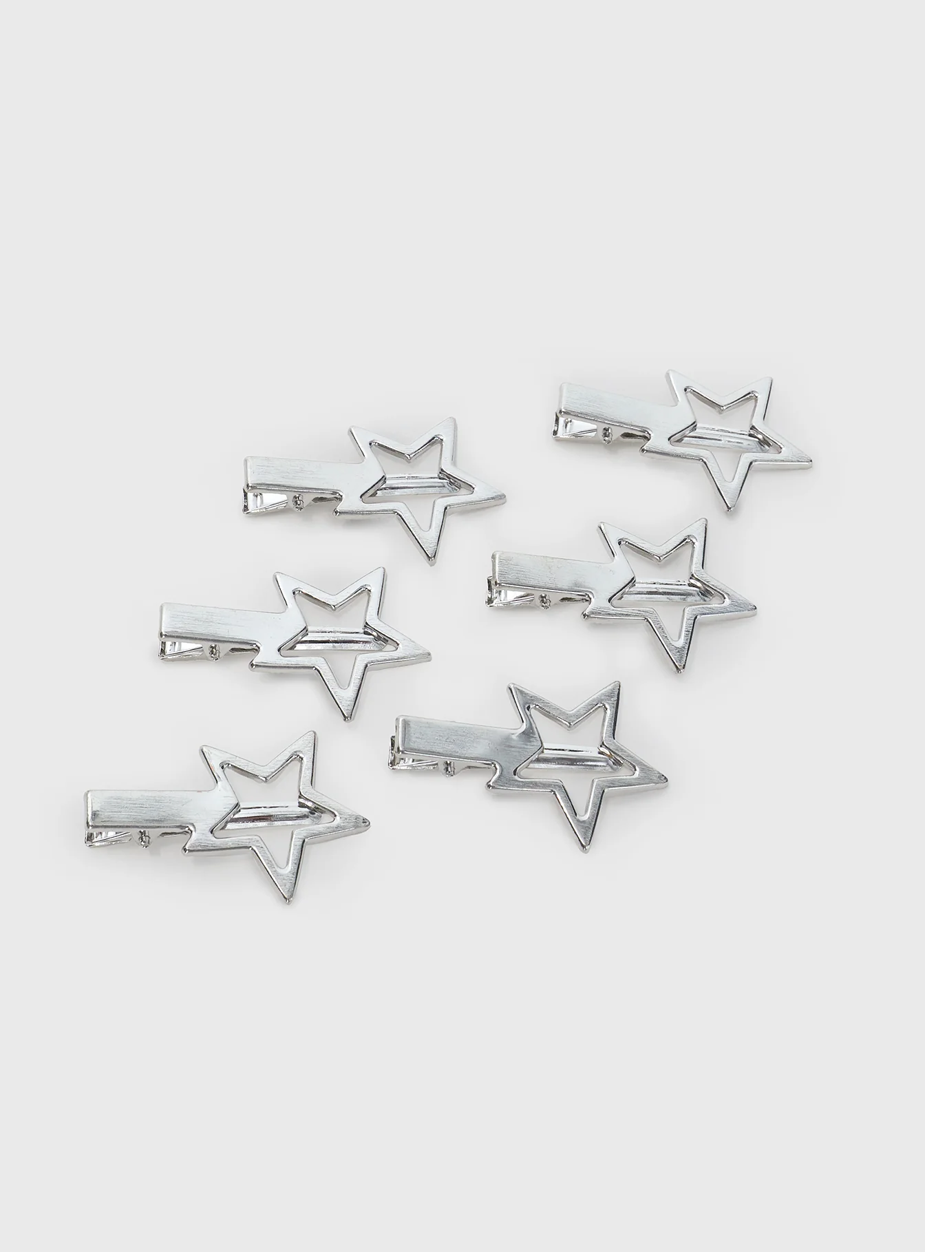 Star Studded Hair Clip Pack Silver