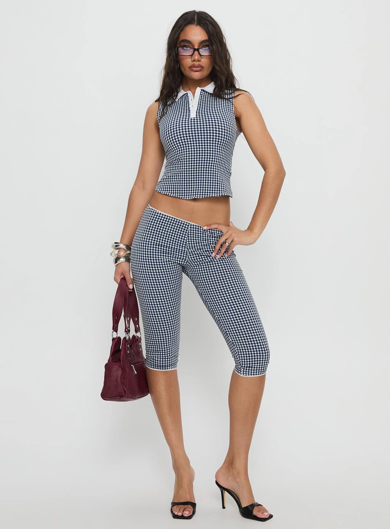 Tuka Capri Navy Gingham