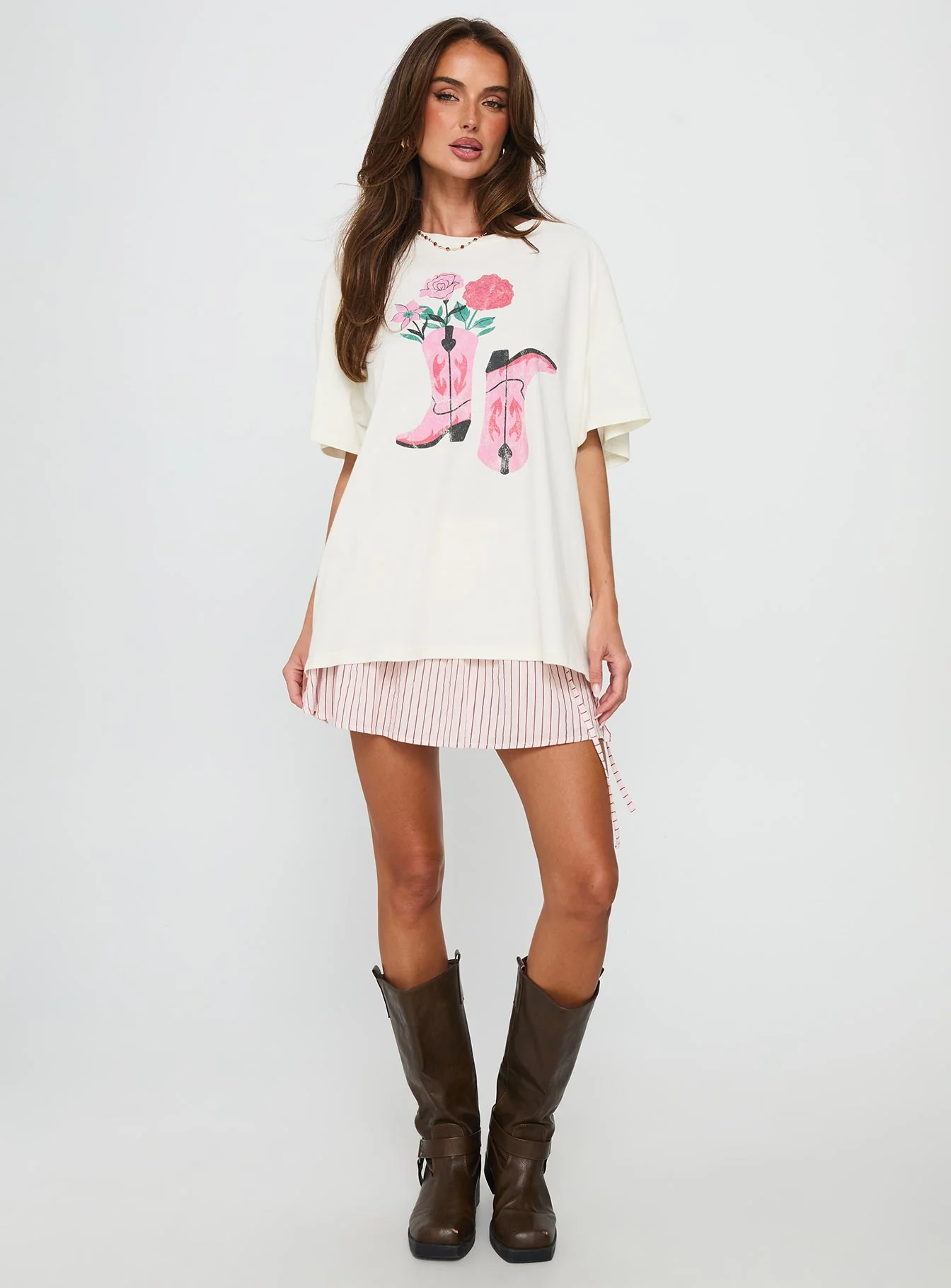Lassie Girl Oversized Graphic Top Cream