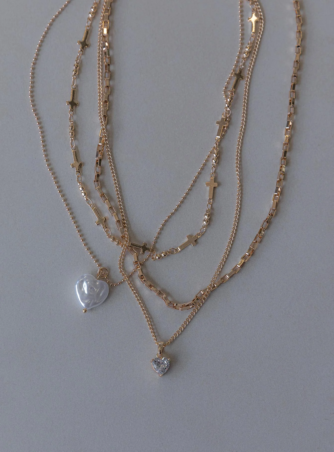 Baroness Pearl Heart Necklace Pack Gold